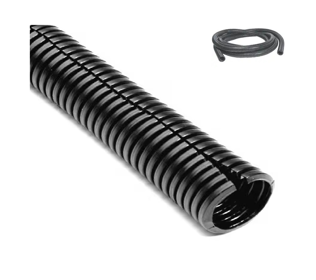 3/4″ Wire Loom, Black 125°C Nylon Split Sleeving, 10 ft Length