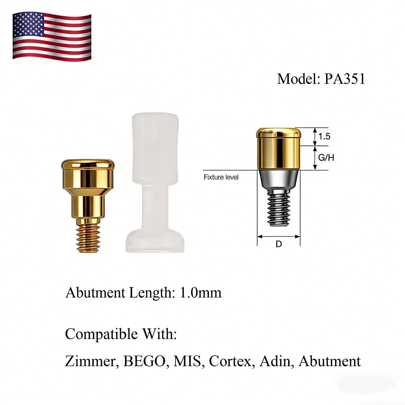 US LOCATOR Overdenture Attachment System for ZIMMER Screw-Vent BEGO/MIS Platform