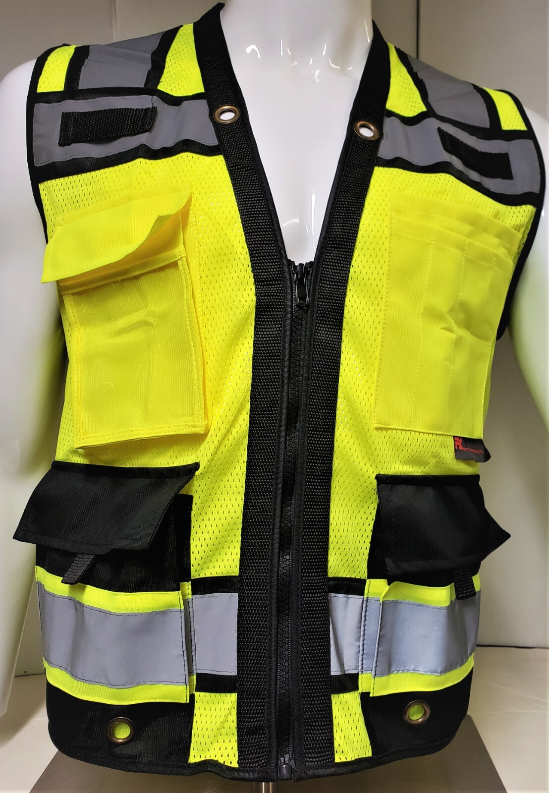 FX HIGH VISIBILITY Surveyor Two Tones Yellow Safety Vest Mesh front & back