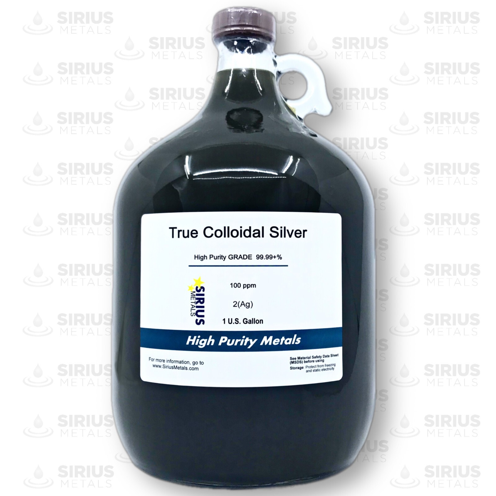 True Colloidal Silver – 100 ppm – 1 US Gallon (128 Fl Oz) in Clear Glass Jug