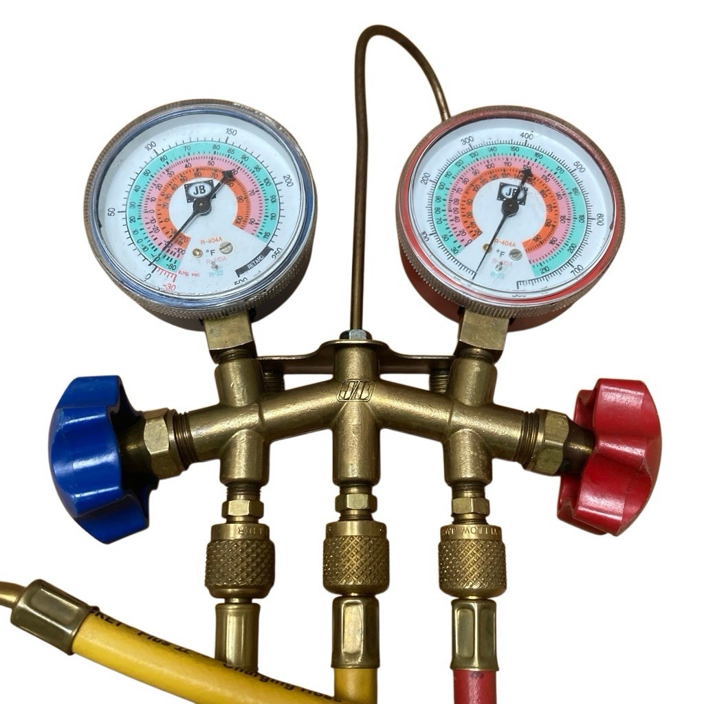 JB INDUSTRIES Just Better M2-22831 Brass Manifold Gauges 2 Valve 3 Hoses USA
