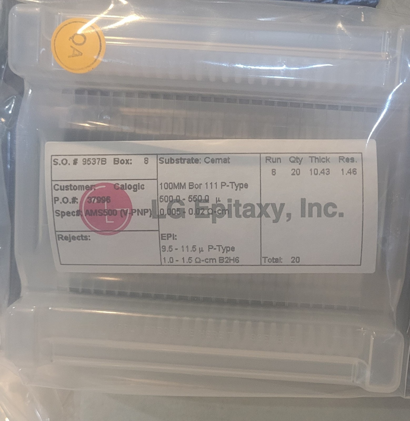 20 Silicon Wafers – 100mm diameter, Grade: Prime