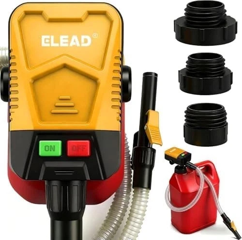 Battery-Powered Fuel Transfer Pump – 3.2 GPM No Spill New Version (Yellow)