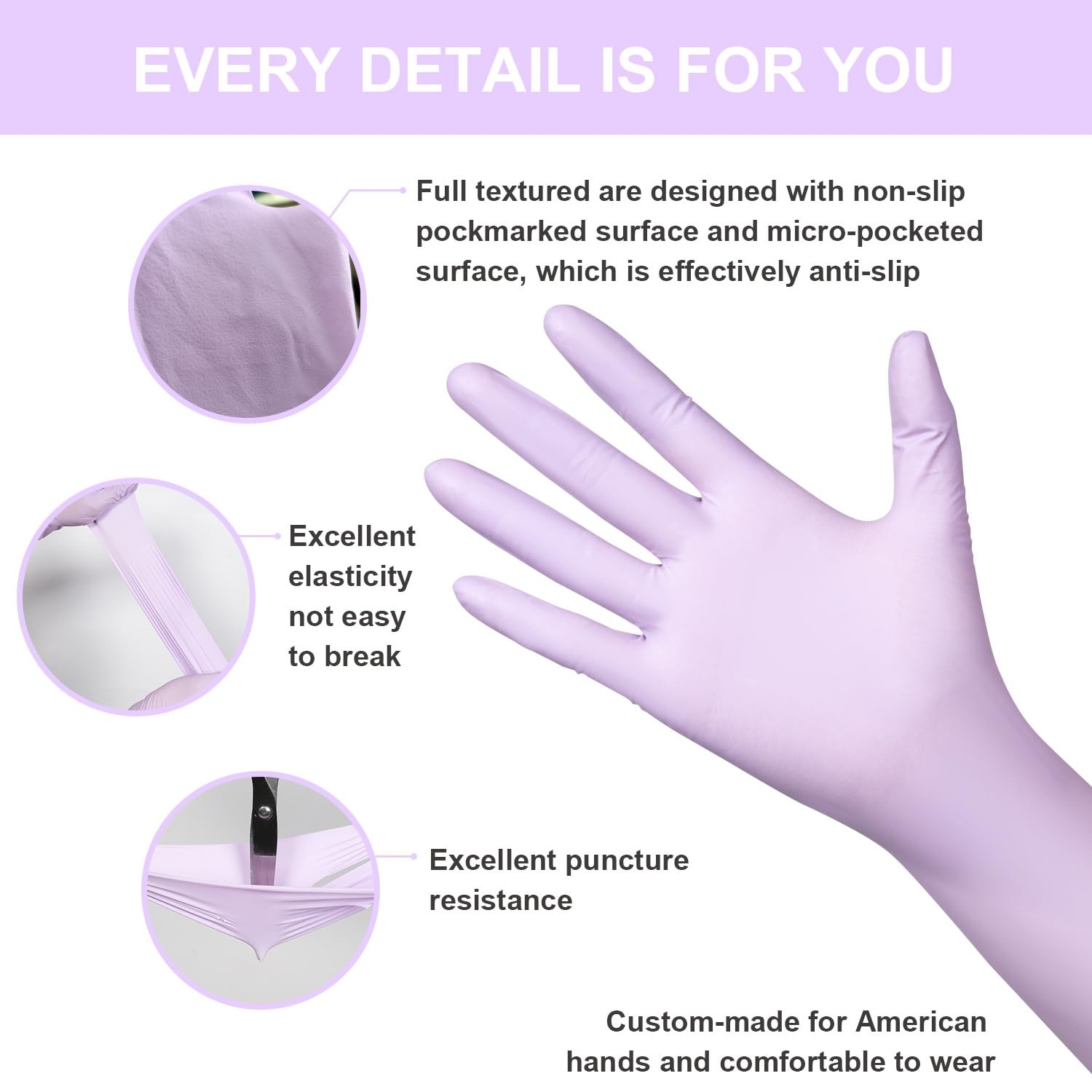 Nitrile Disposable Latex-Free Gloves Purple – 5mil 100PCS/Box Powder-Free 12i…