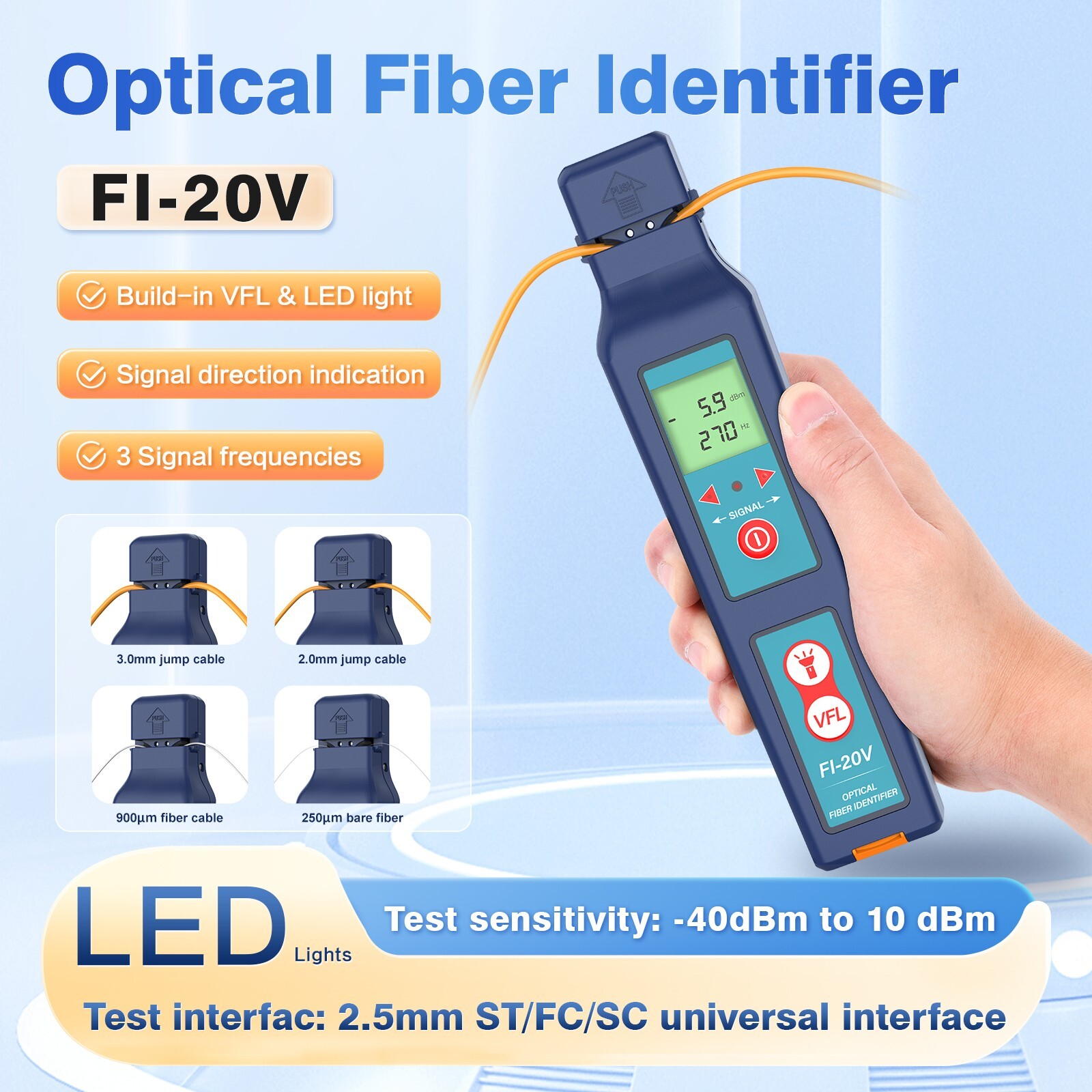 Optical FTTH Maintance Tester Live Fiber Identifier 800-1700nm Detector FI-20V