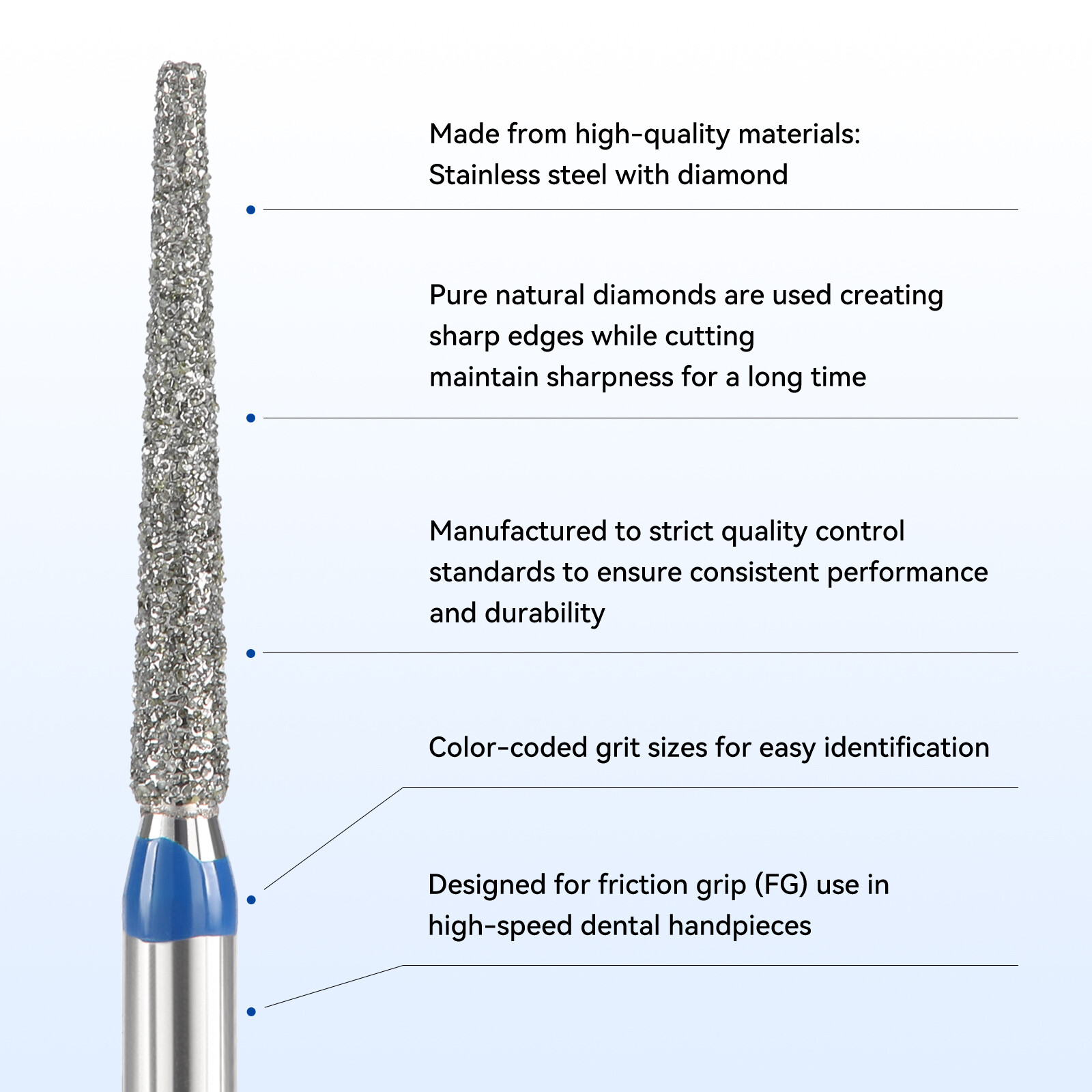 JMU FG Burs Flat End Taper Diamond Burs Medium Grit/Coarse Grit/Super Coarse