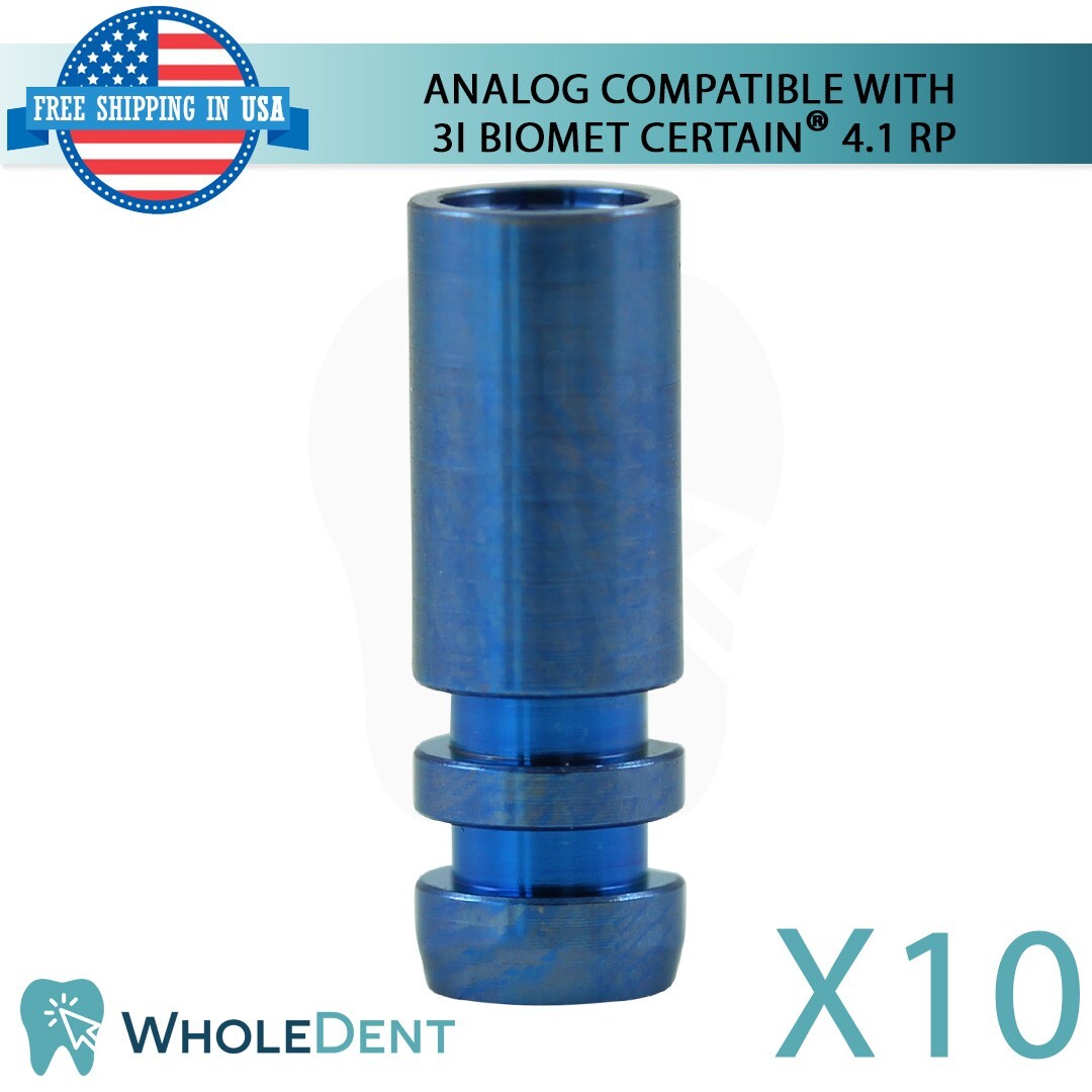 10X Fixture Analog Ø4.1mm Compatible With 3i Biomet Certain® Dental Replica Lab