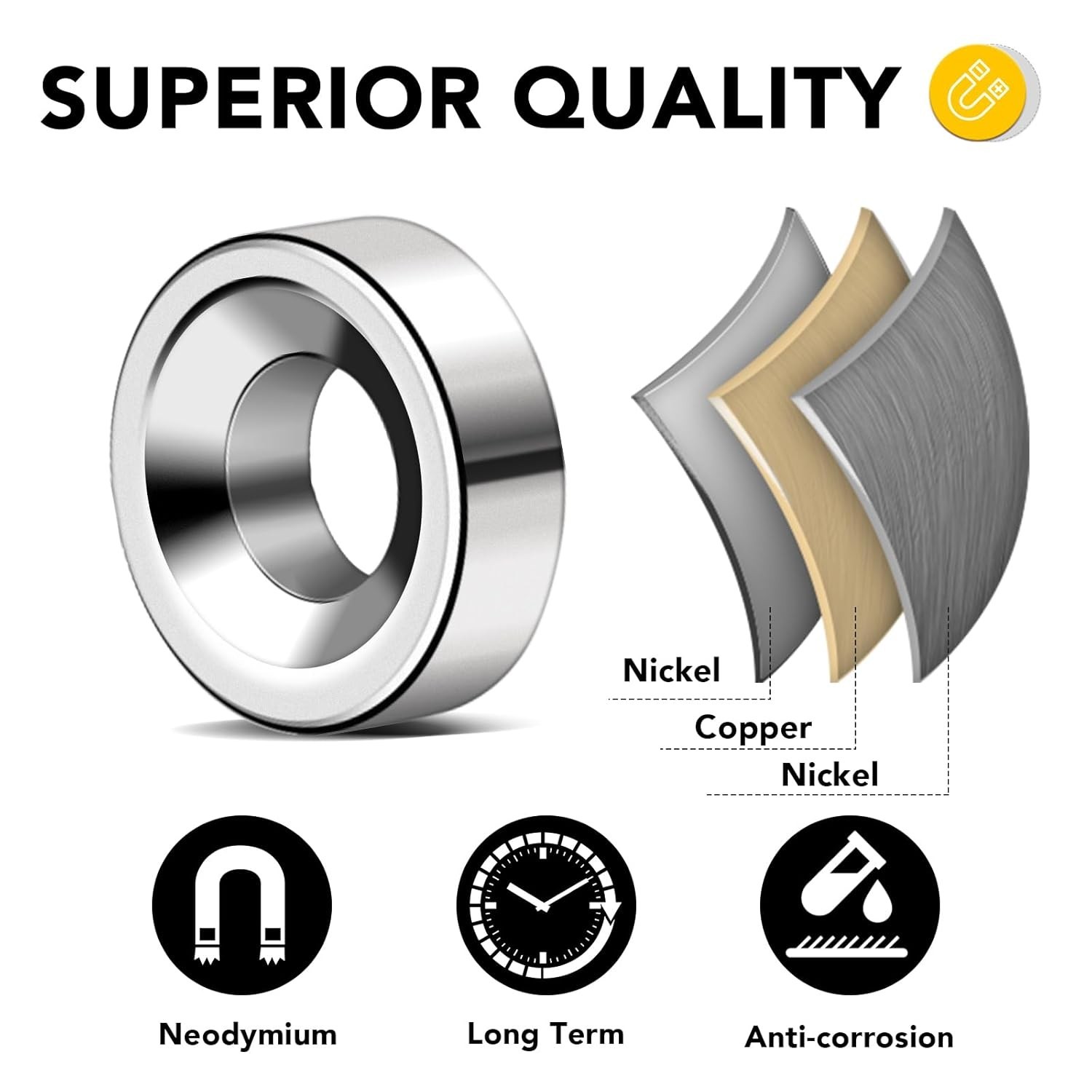 Strong Neodymium Disc Magnets, Rare Earth Magnet with Hole for Kitchen Cabine…