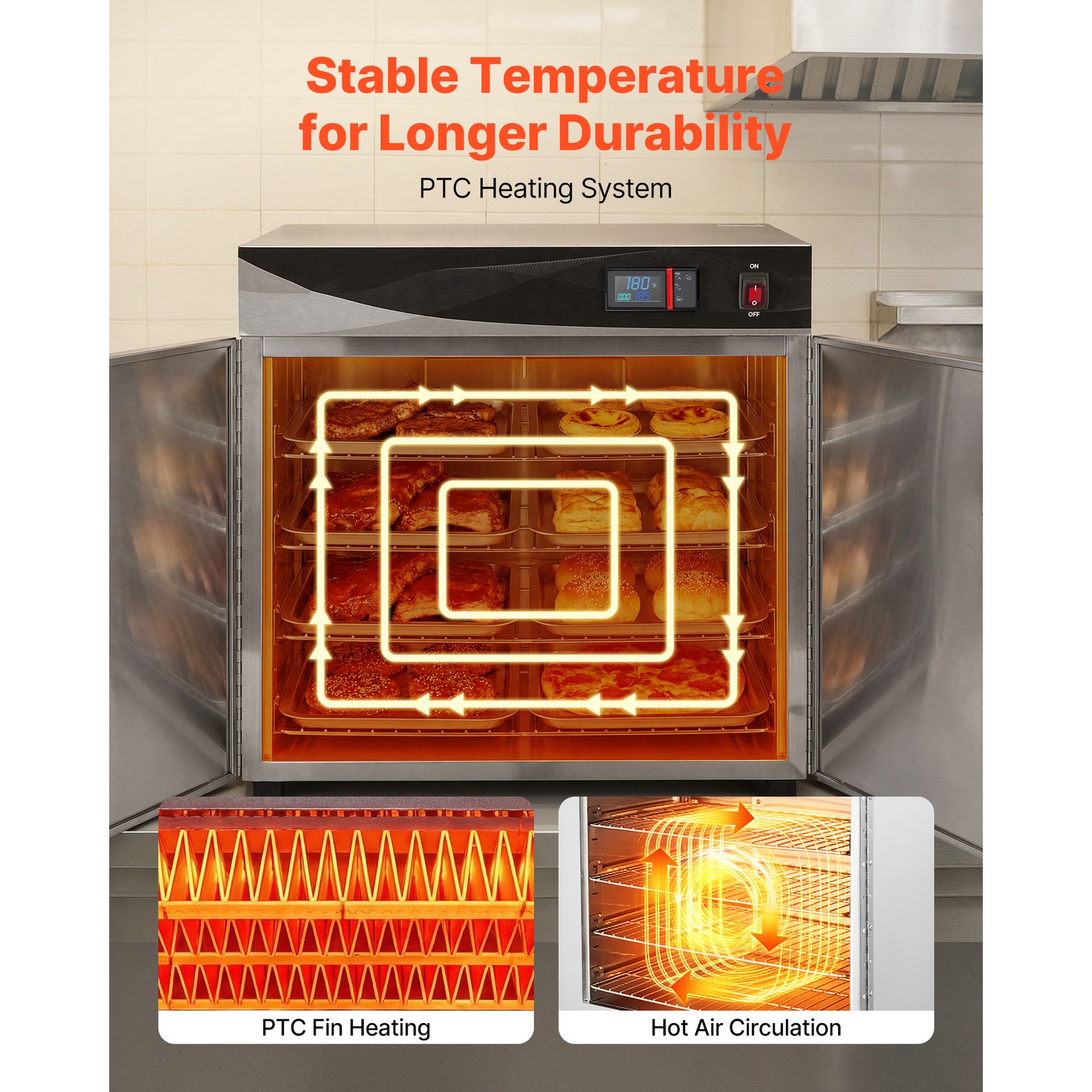 Uimoso 4 Tiers Hot Box Food Warmer Electric Food Warmer Cabinet and Dual Doors