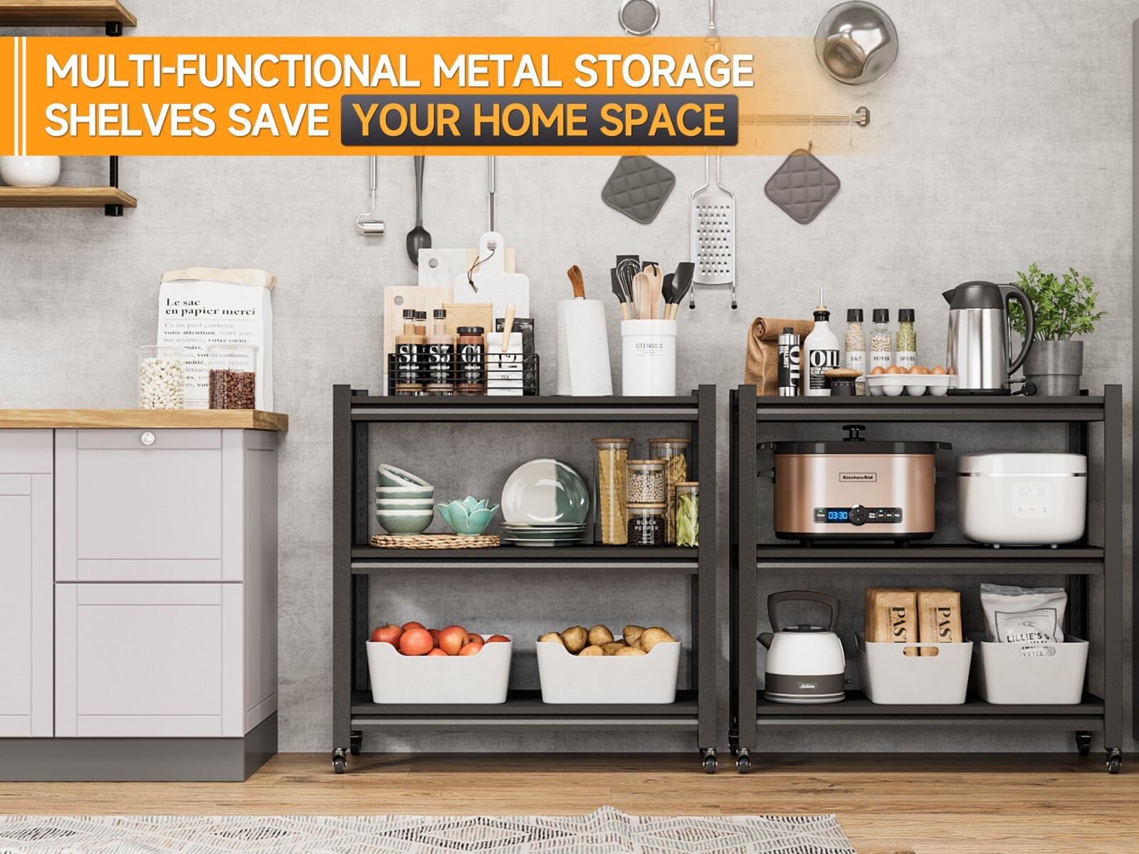 Heavy Duty Metal Shelving 3-tier Garden Tool Racks Utility Garage Tool Racks