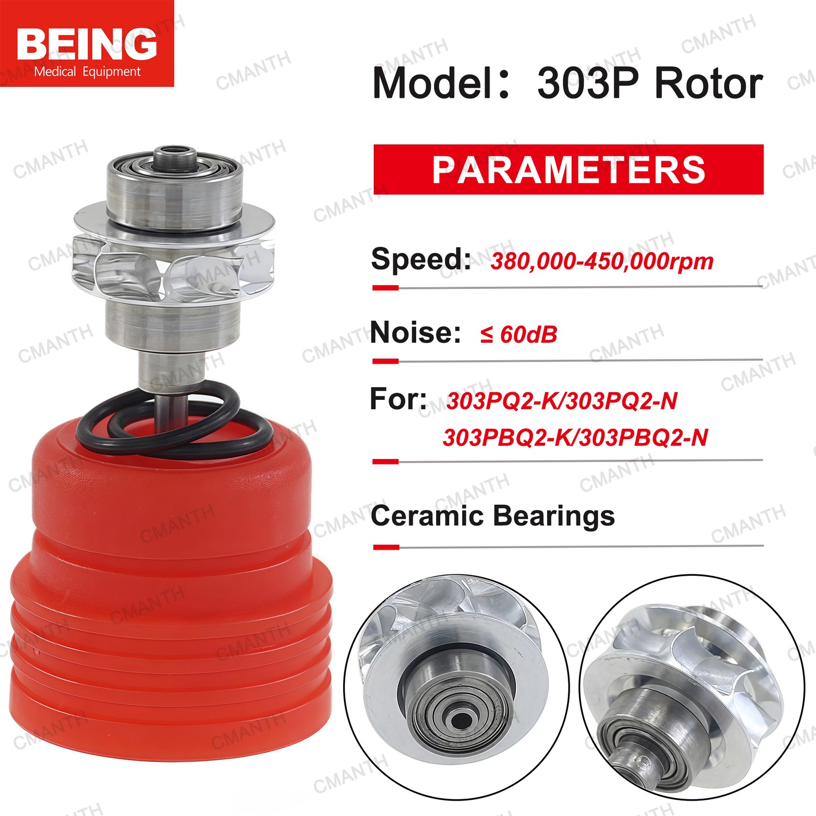 BEING Dental LED Quick Coupling 4/6 Hole Spare Rotor For Hige Speed Handpiece