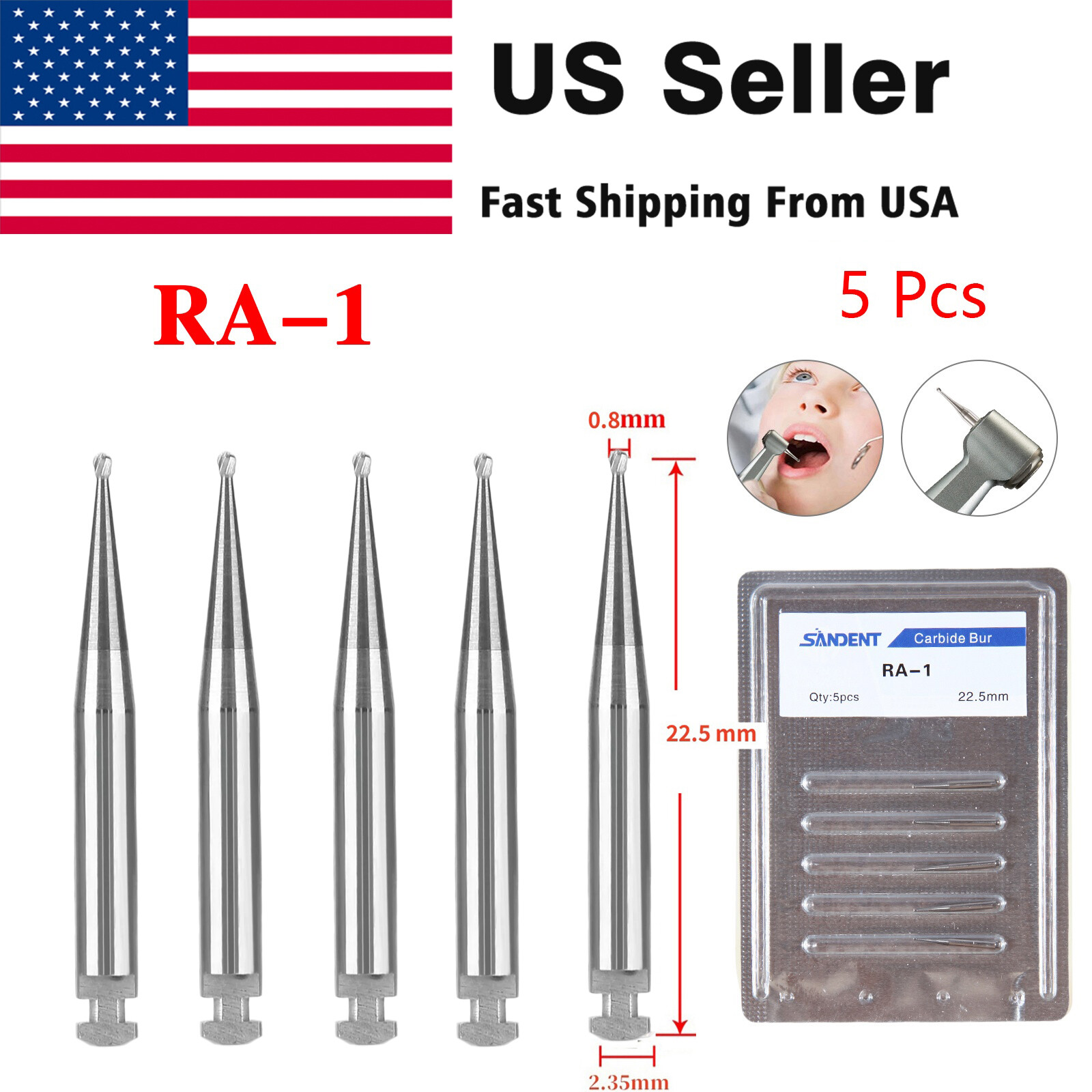 Dental Carbide Round Burs Length Latch Burs Low Speed CA RA 1 2 3 4 5 6 7 8 MX