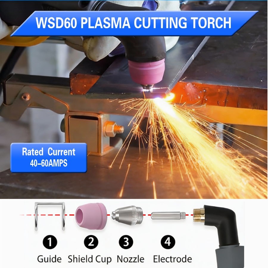 50/60 Amp SG55 WSD60 Air Plasma Cutter Cutting Torch Gun 16Feet & 5M Pilot Arc