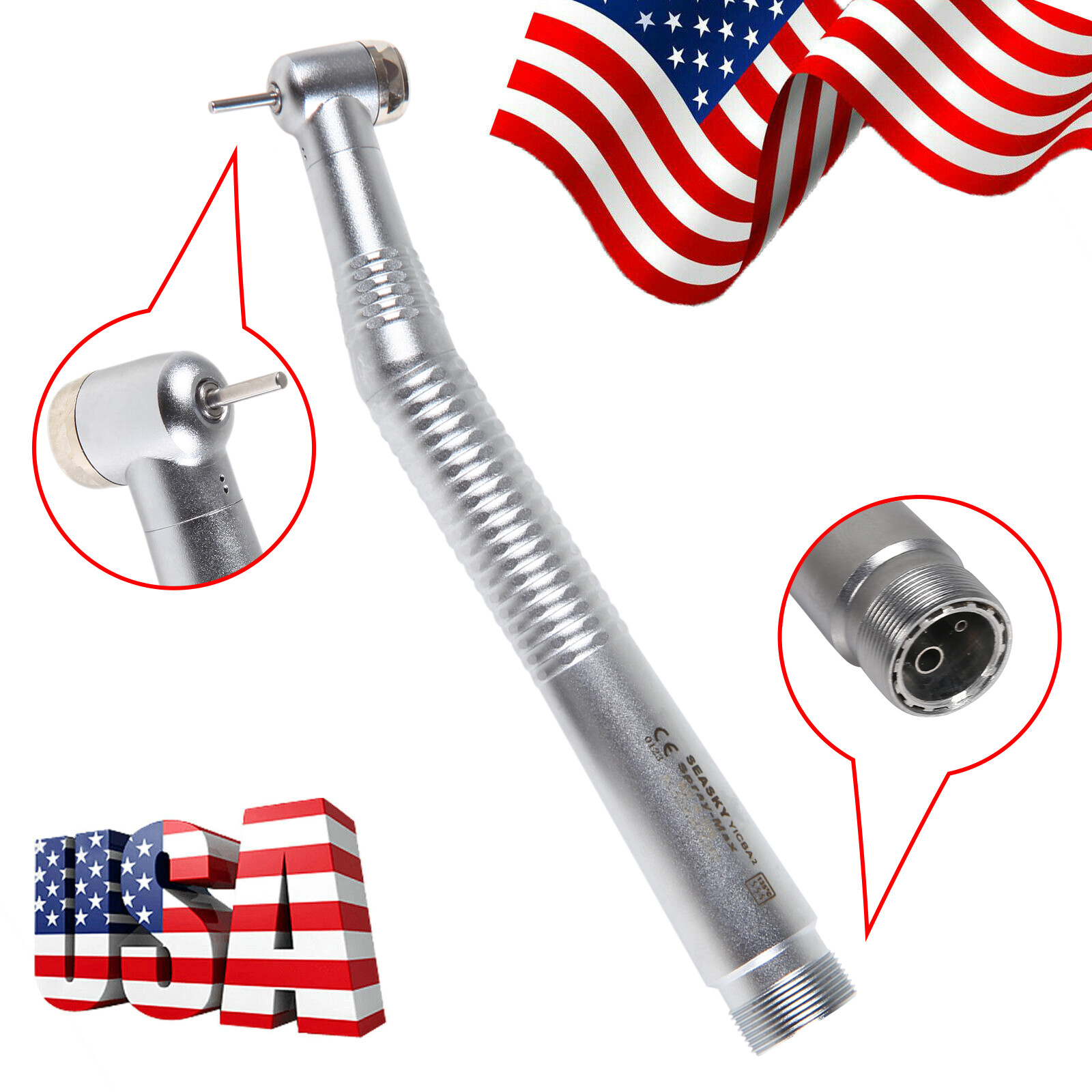 USA Dental High Speed Turbine Handpiece Push Button Spray 2-Hole SEASKY-Y1BA2