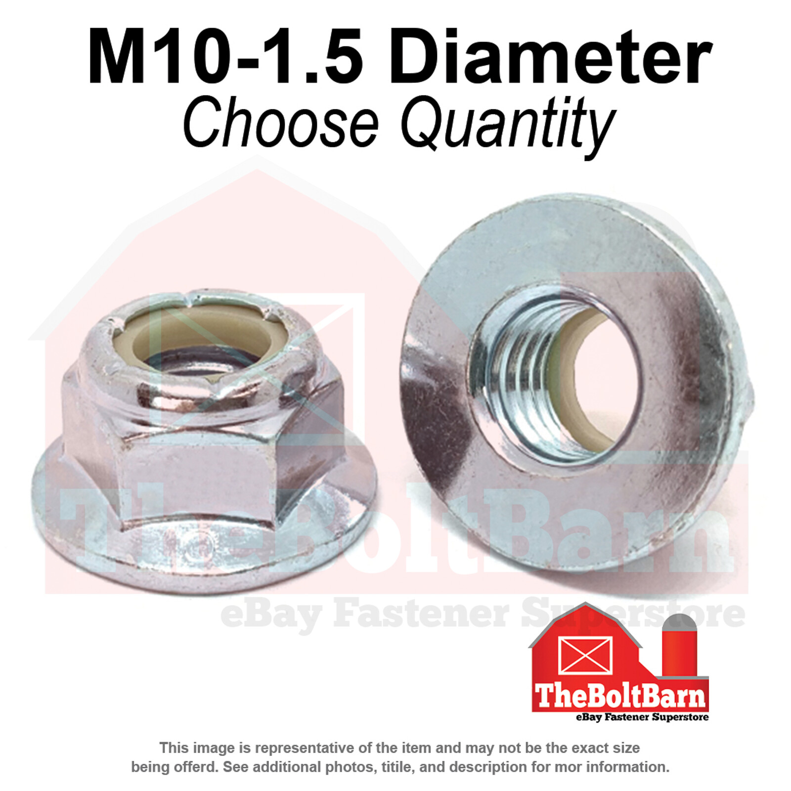 M10-1.5 Class 8 Nylon Insert Hex Flange Lock Nuts Zinc Yellow Thread (Pick Qty)