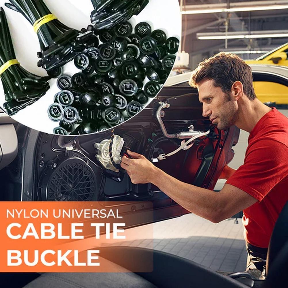100Pcs Nylon Universal Cable Tie Buckle – Heavy Duty Self-Locking Zip Ties Holde