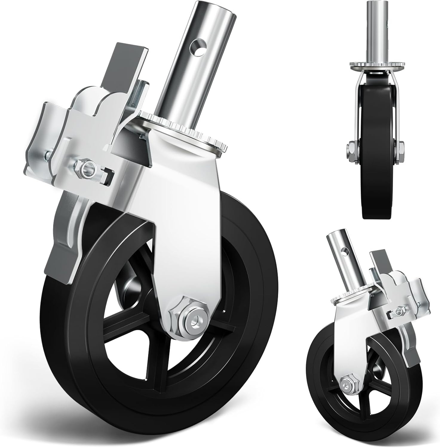 8 Inch Scaffolding Wheels, Scaffold Caster with Dual Locking Brakes, Heavy Duty