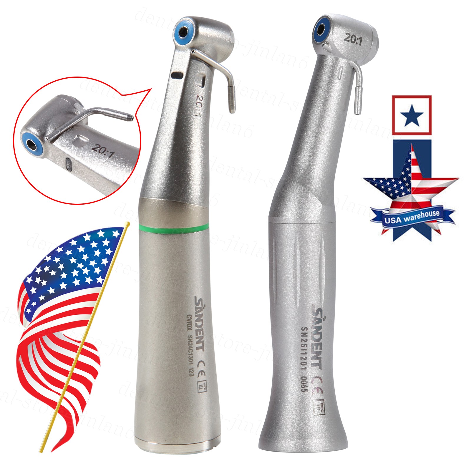 Dental Implant Handpiece 20:1 (LED) Contra Angle Fit Surgical Motor USA