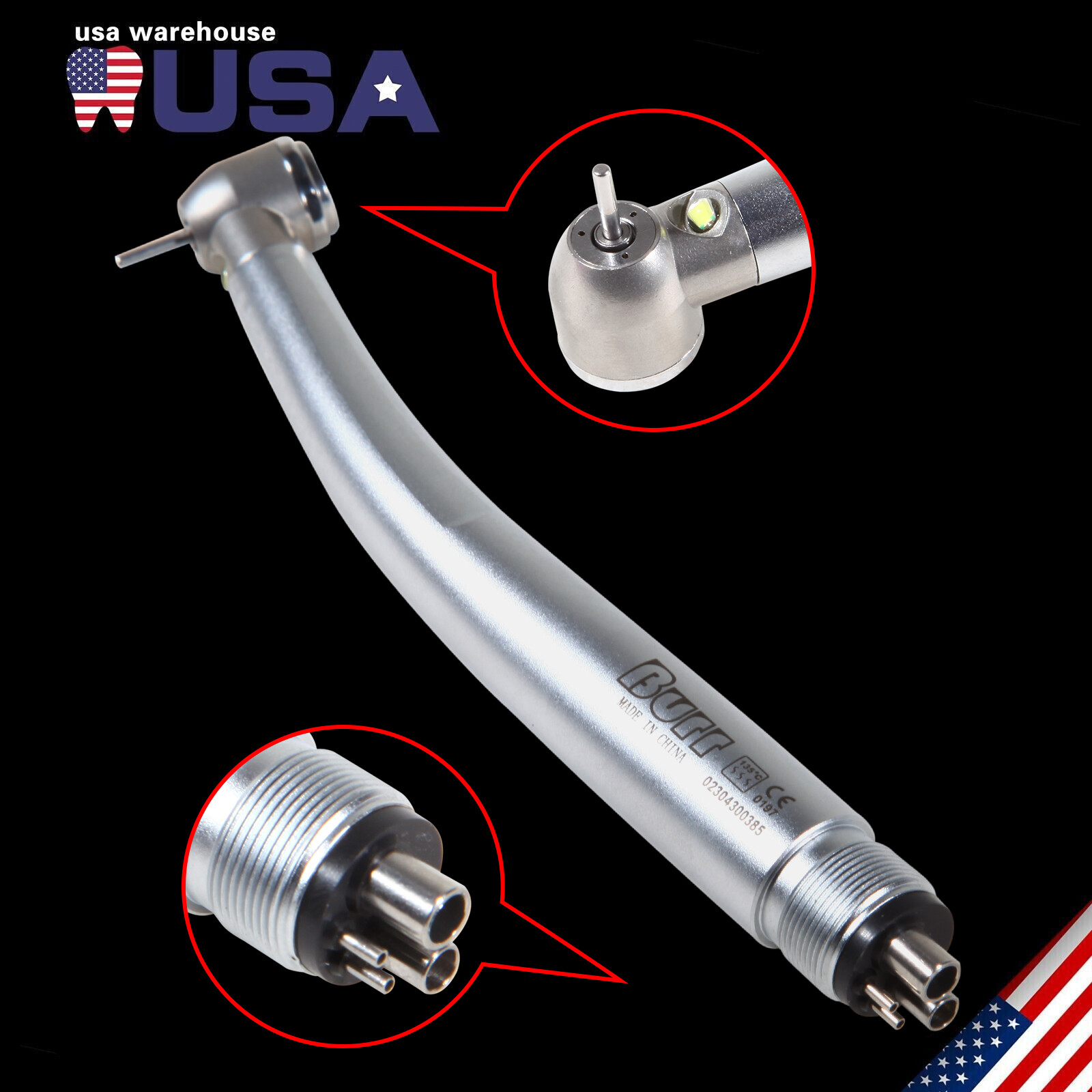 KaVo Style Dental Fiber Optic LED E-generator high speed handpiece 4HOLE UDM4