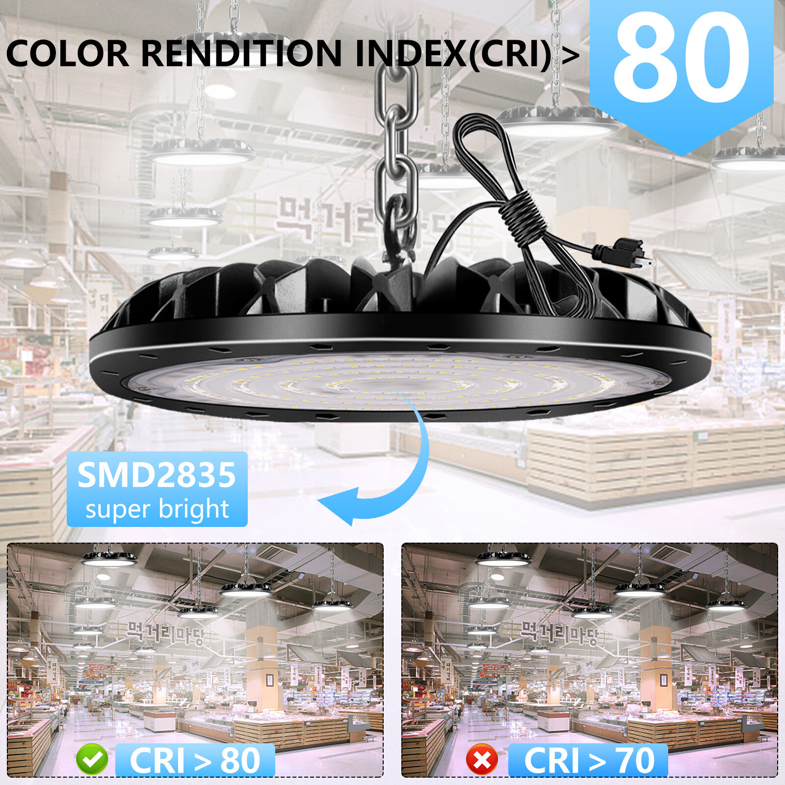4 Pack 300W UFO LED High Bay Light Shop Industrial Commercial Factory Warehouse