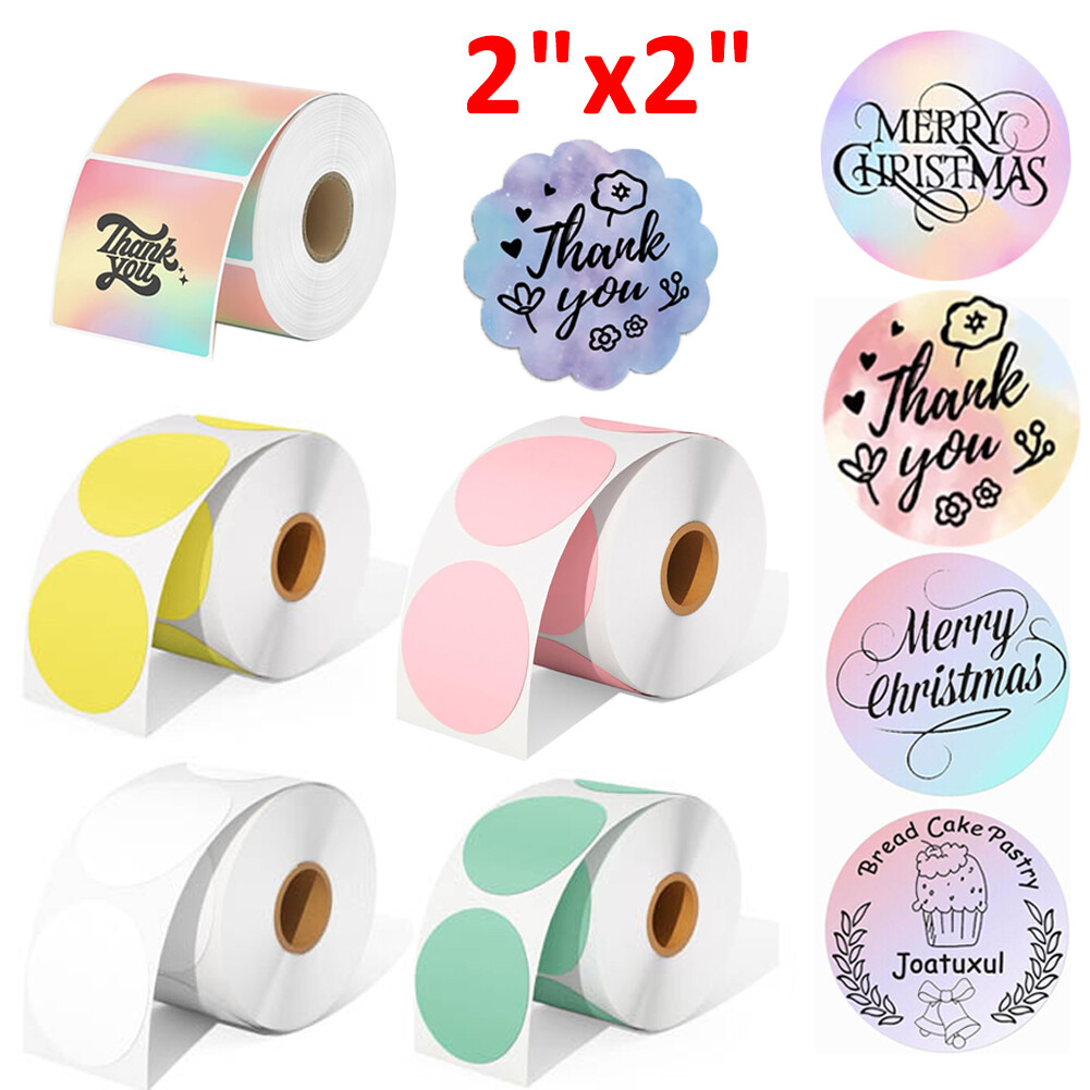2″ Circle Square Direct Thermal Labels Self-Adhesive DIY Round Sticker for Zebra