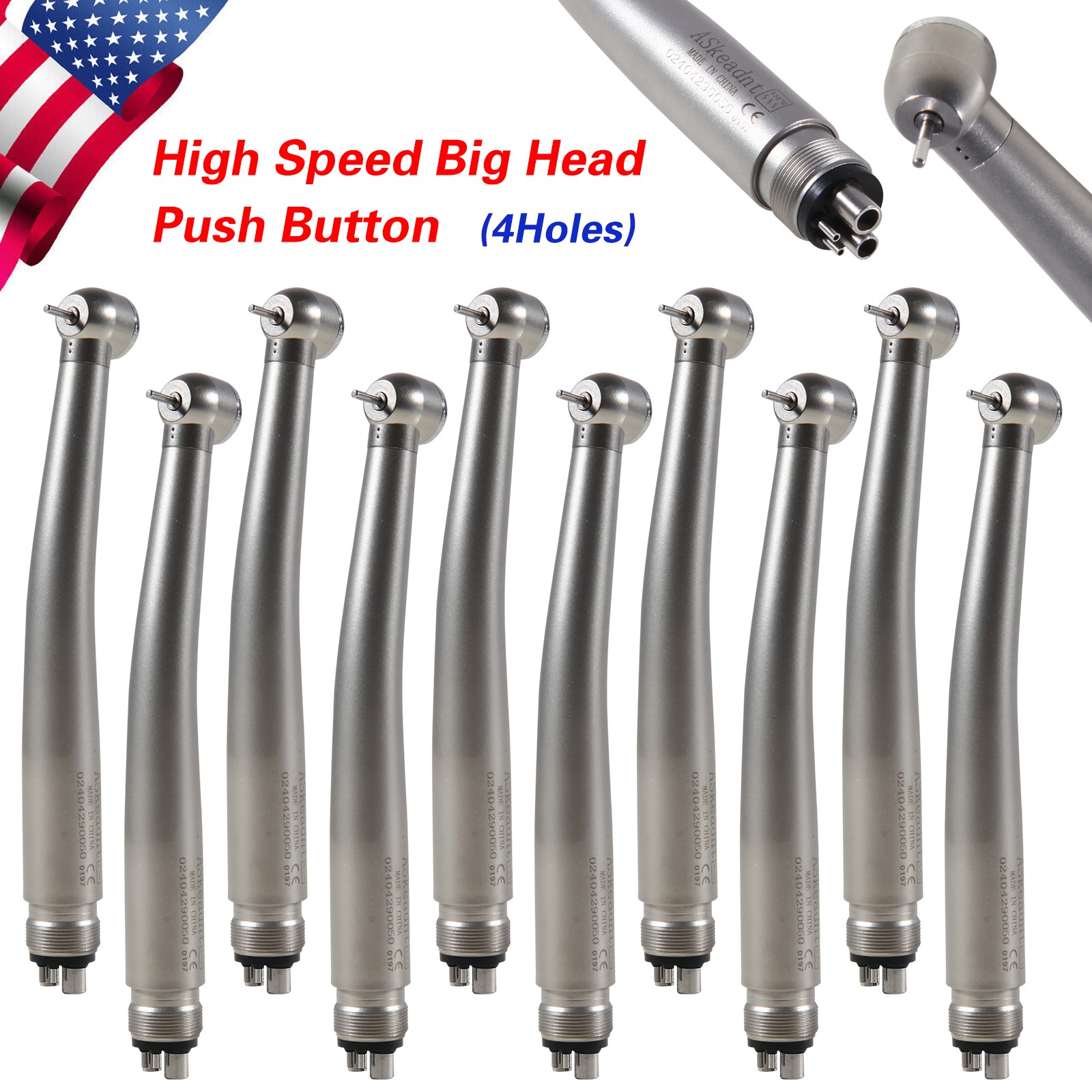 10 Yabangbang Dental High Speed Handpiece Push 3 Spray Turbine 4Hole Fit NSK KaV