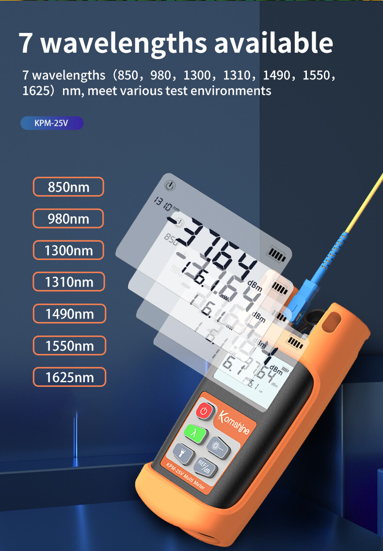 Mini New Fiber Optical Power Meter FTTH Loss Tester Komshine KPM-25V w/VFL 10mw