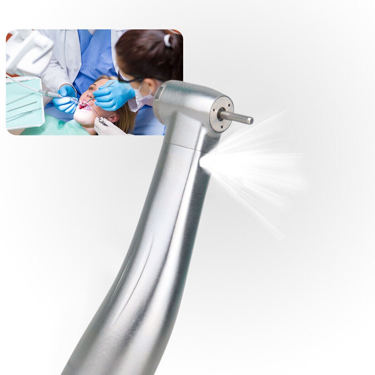 Dental 1:5 LED Light Fiber Optic Contra Angle mini head Handpiece fit KAVO NSK U