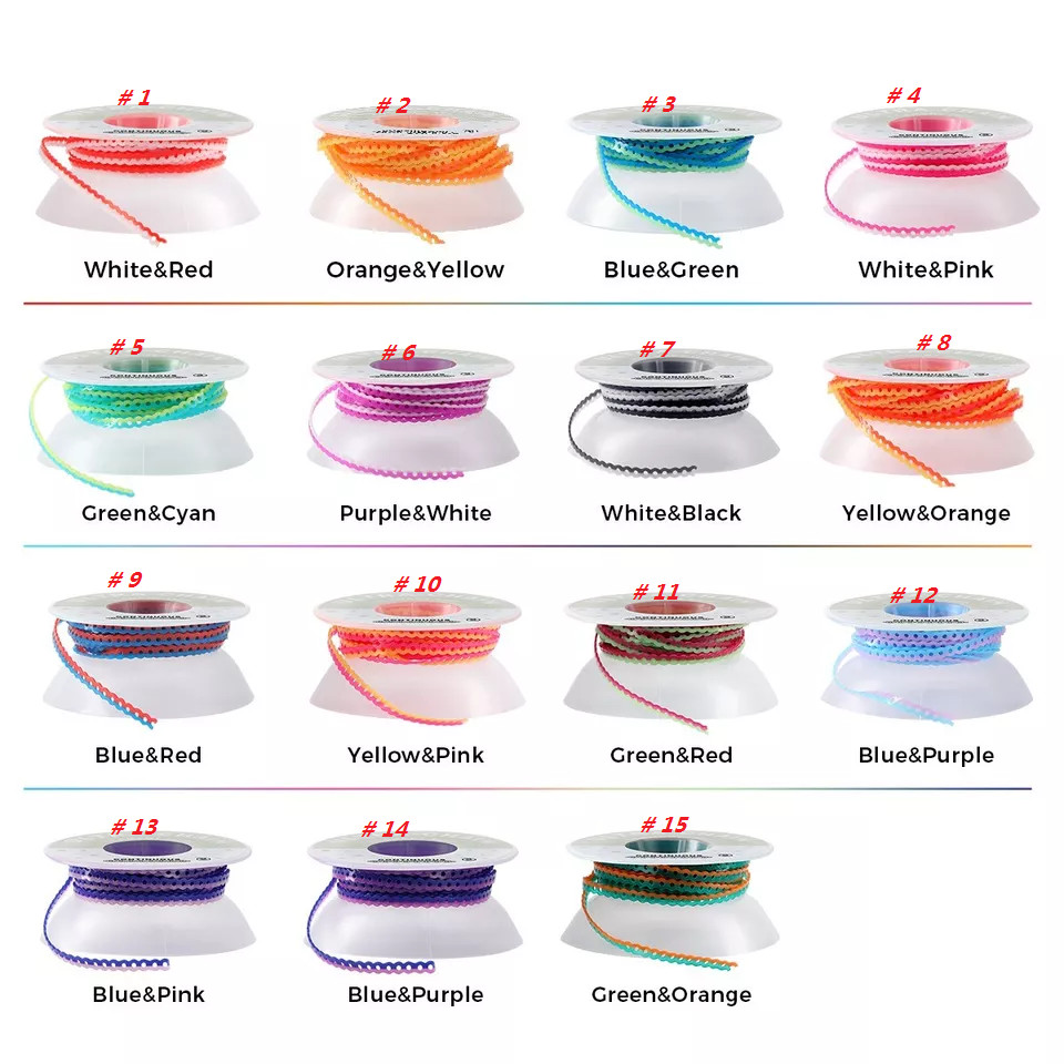 Dental Orthodontic Colored Elastic Power Chain 15ft Long/Short/Continuous