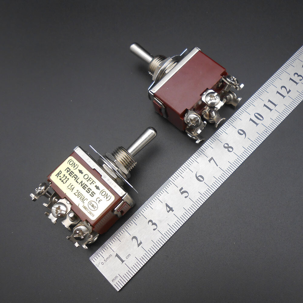 5Pc REALNESS Toggle Switch 15A Silver Contact 2/3/4/6/12 Feet 2/3 Positions 12mm