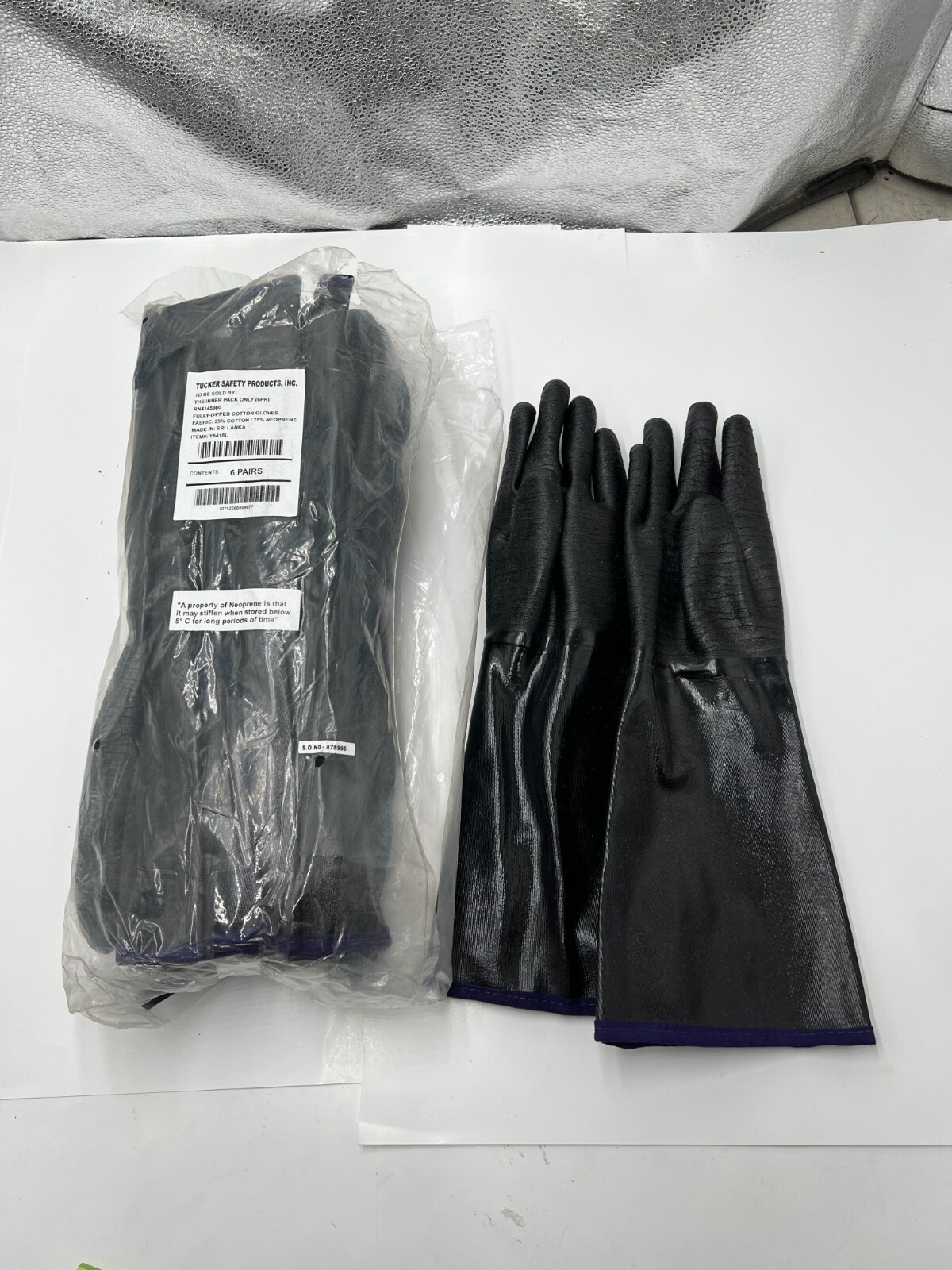 Pack of 6 Pairs of Tucker Safety Y8418L Large SureGard Gauntlet Neoprene Glove