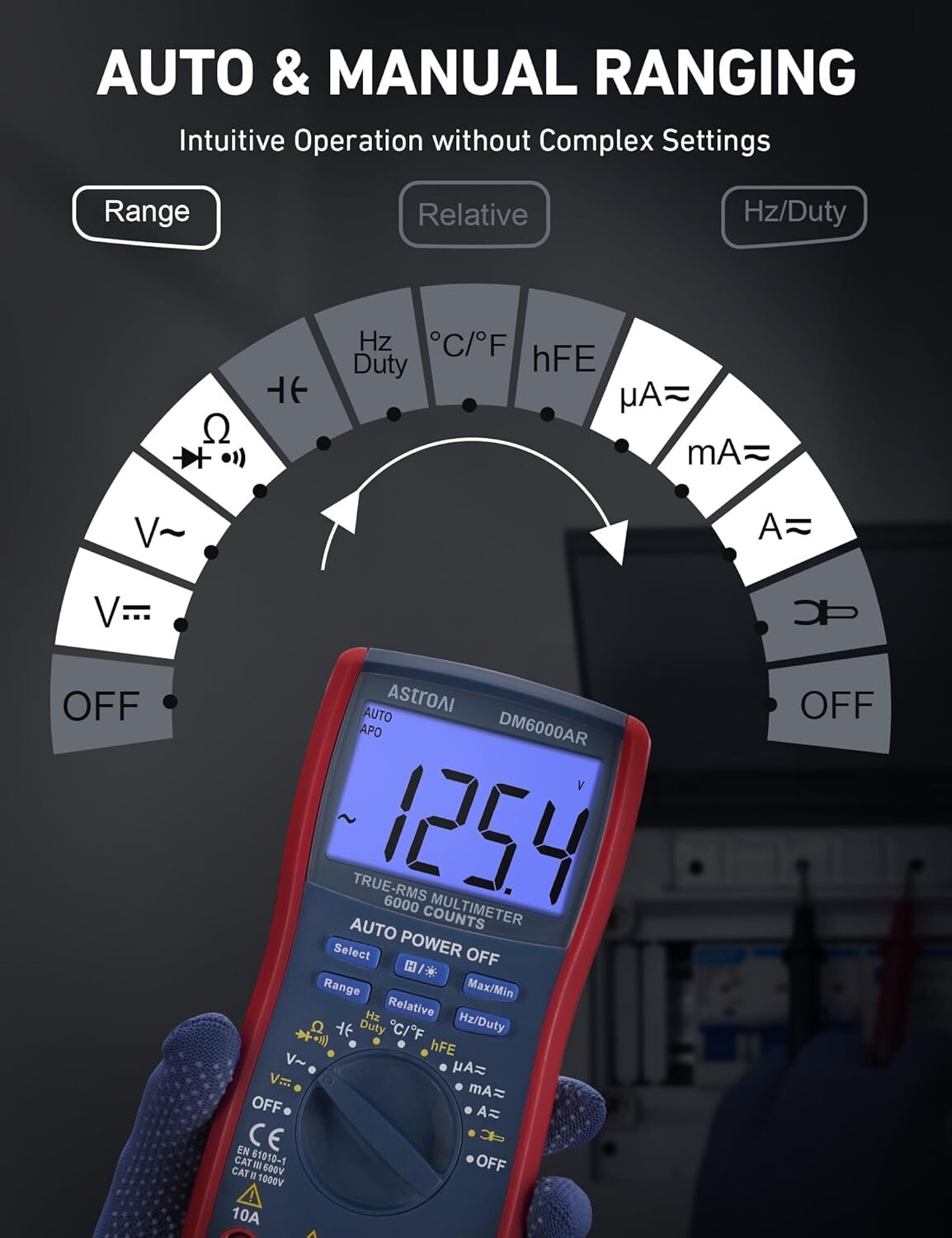 AstroAI Digital Multimeter and Analyzer TRMS 6000 Counts Volt Meter Ohmmeter NEW
