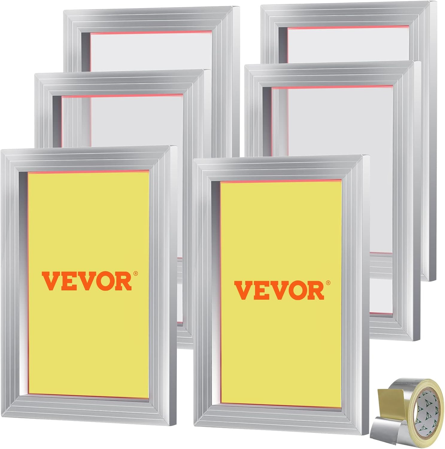 6 Pieces Aluminum, 10x14inch Silk Screen Frame with 110 Count High Tension Nylon
