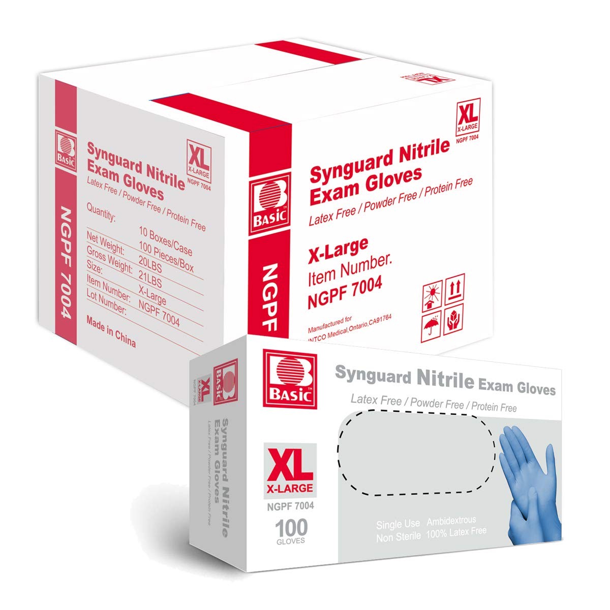 Basic Medical Blue Nitrile Exam Gloves – Latex-Free & Powder-Free – NGPF 7004 (C