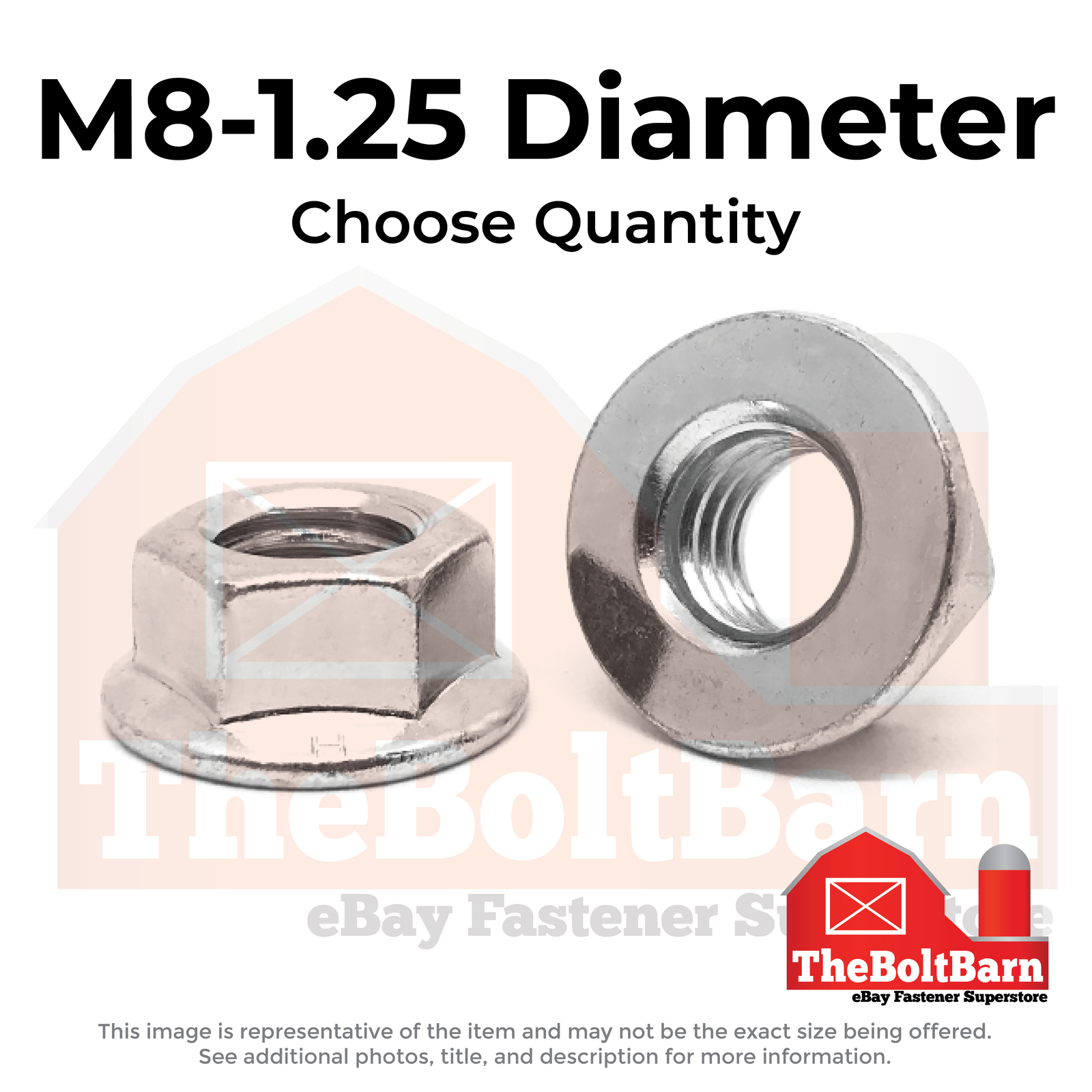 M8-1.25 A2-70 Stainless Steel Hex Flange Nuts (Choose Qty)