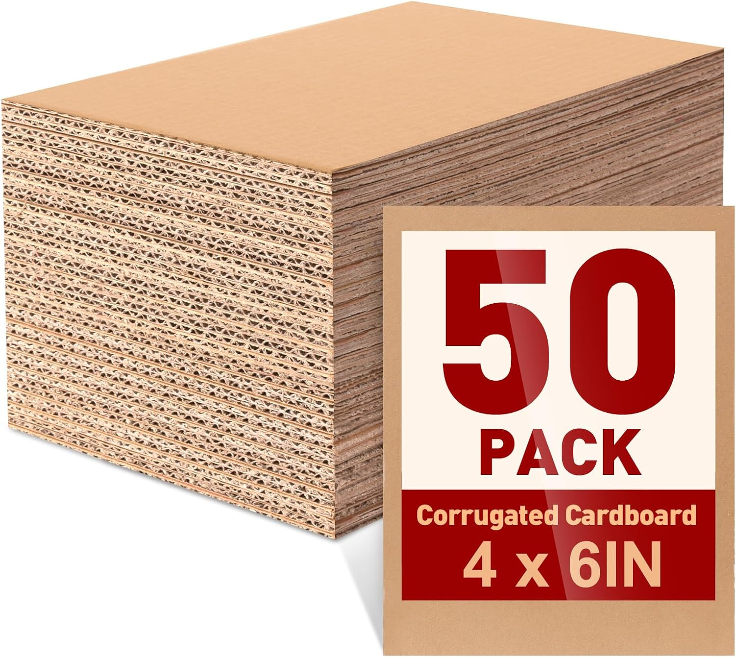 50 Pack 4×6 Inch Corrugated Cardboard Sheets 2mm Shipping Inserts Brown