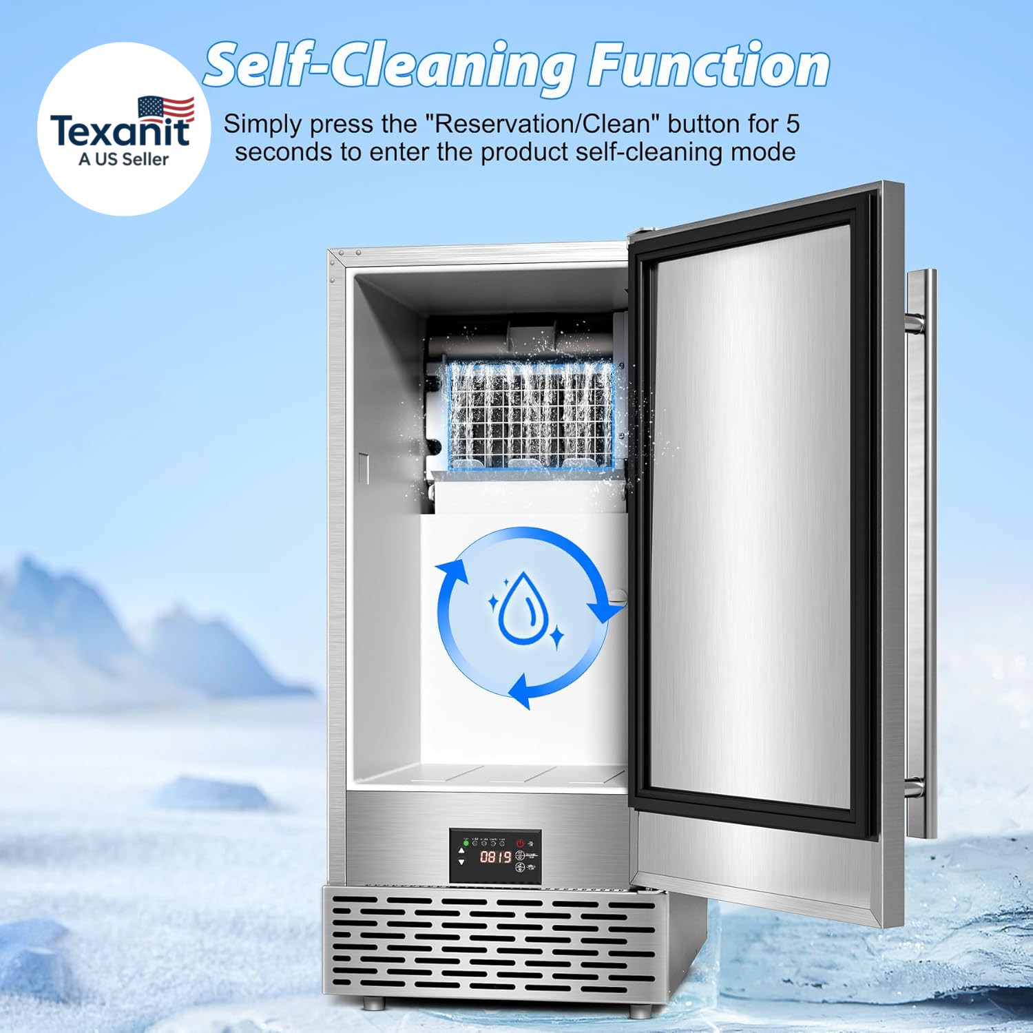 Under Counter Ice Maker, Ice Maker Machine Commercial, 120Lbs/24H with 35Lbs Sto