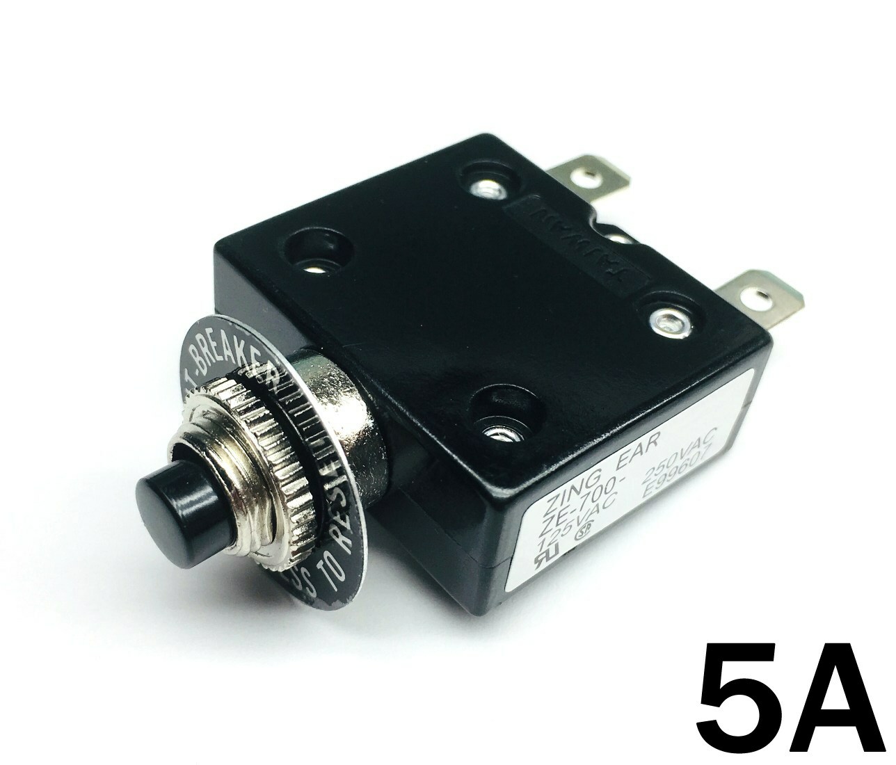 NEW 5 Amp Push Button Thermal Circuit Breaker 12-50V DC 125-250V Volt AC 5A
