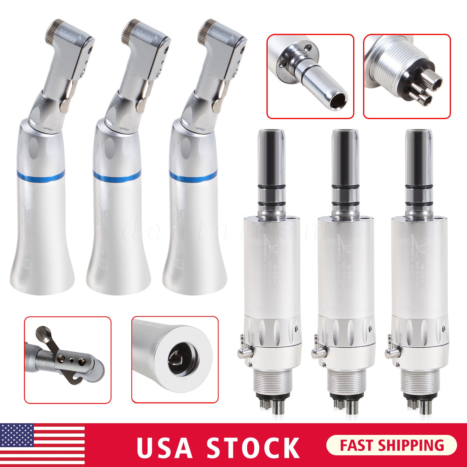 1-5 Yabangbang Dental Slow Speed Handpiece Contra Angle /Air Motor 4Holes Attach