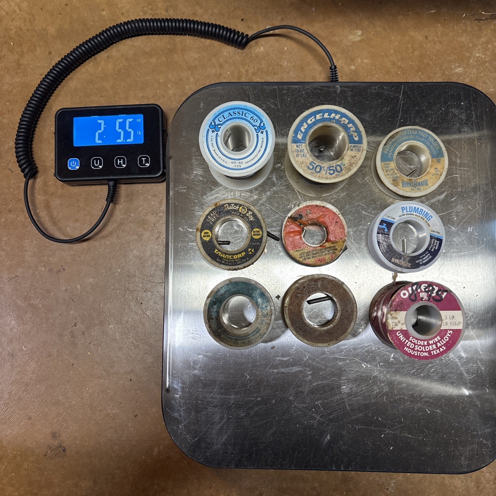 Lot of Solder Spools Over 2 Pounds! Various Sizes 9 Rolls Used