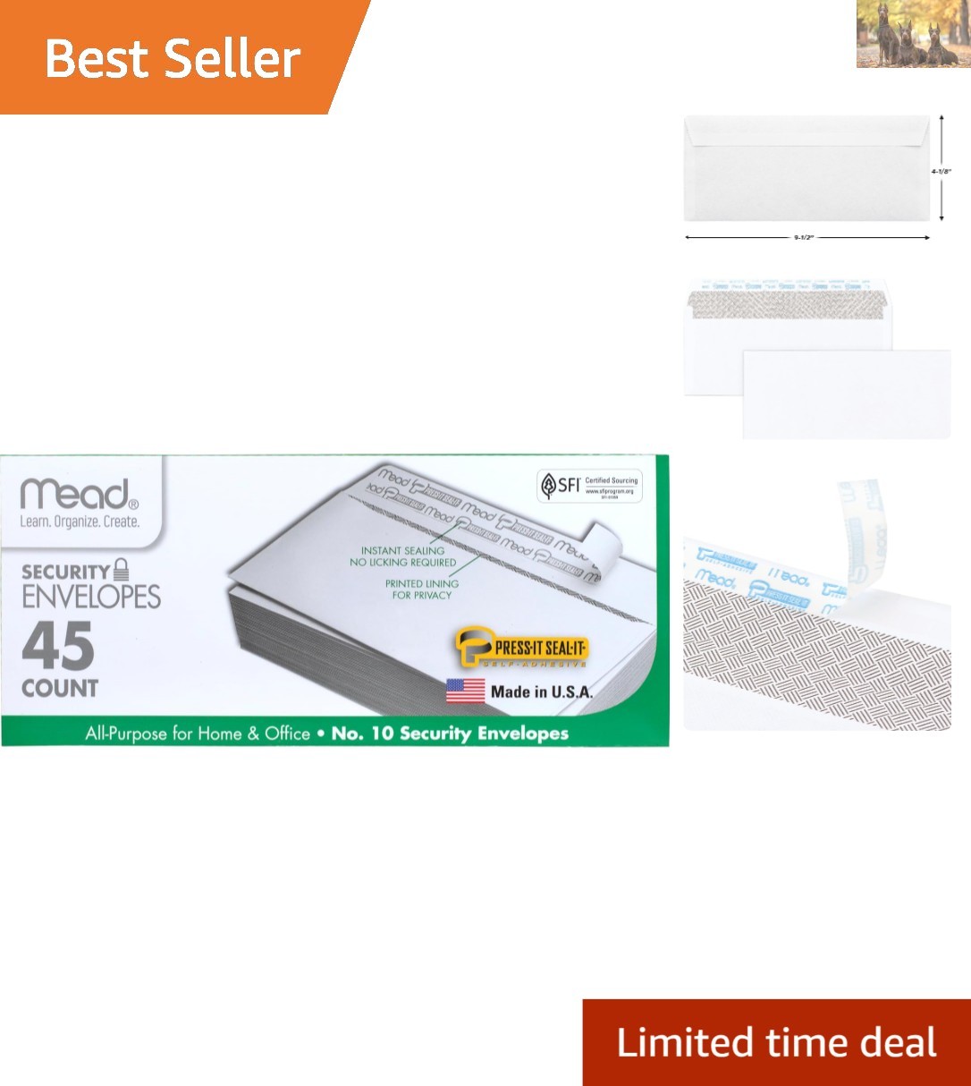45 Count Self-Adhesive Privacy Envelopes 4-1/8″ x 9-1/2″ for Secure Mailing