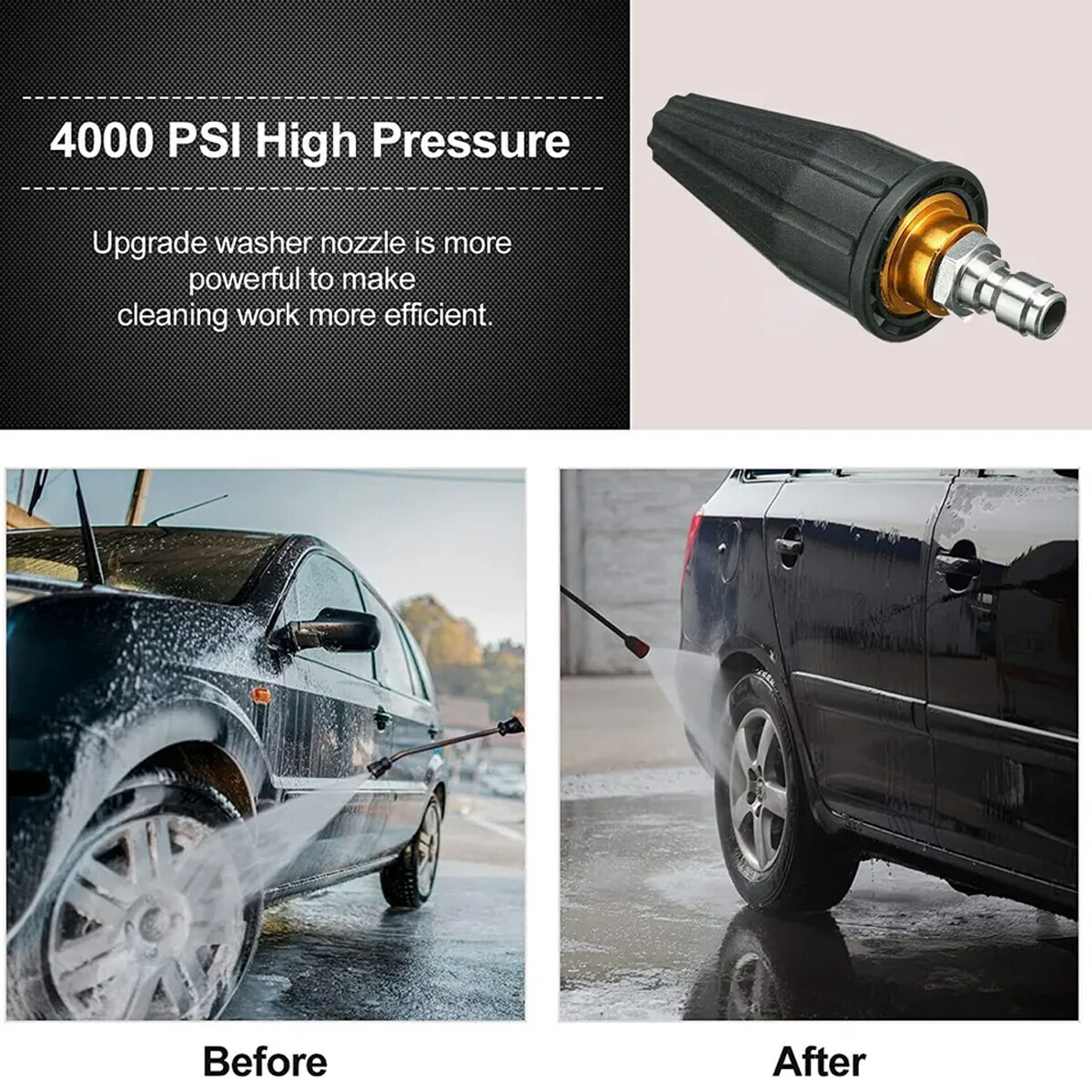 High Pressure Washer Rotating Turbo Nozzle Spray Tip 4000PSI 1/4″ Quick 4.0GPM