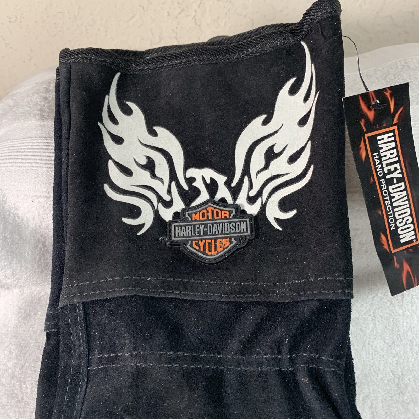 LICENSED HARLEY DAVIDSON MOTORCYCLE GAUNTLET WELDING GLOVES LEATHER NEW Eagle XL