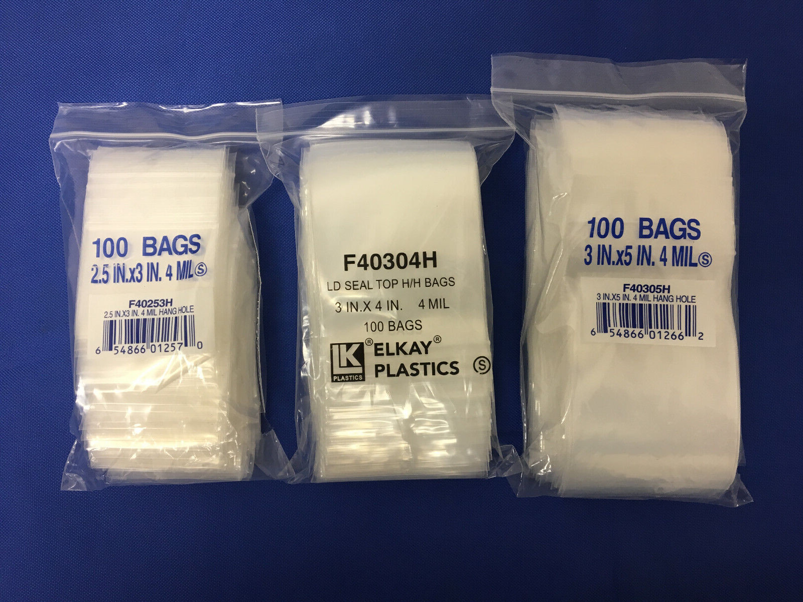 Clear LK Zip-Lock Seal Top Re-closable Zipper Hang Hole Plastic Poly Bags 4 Mil