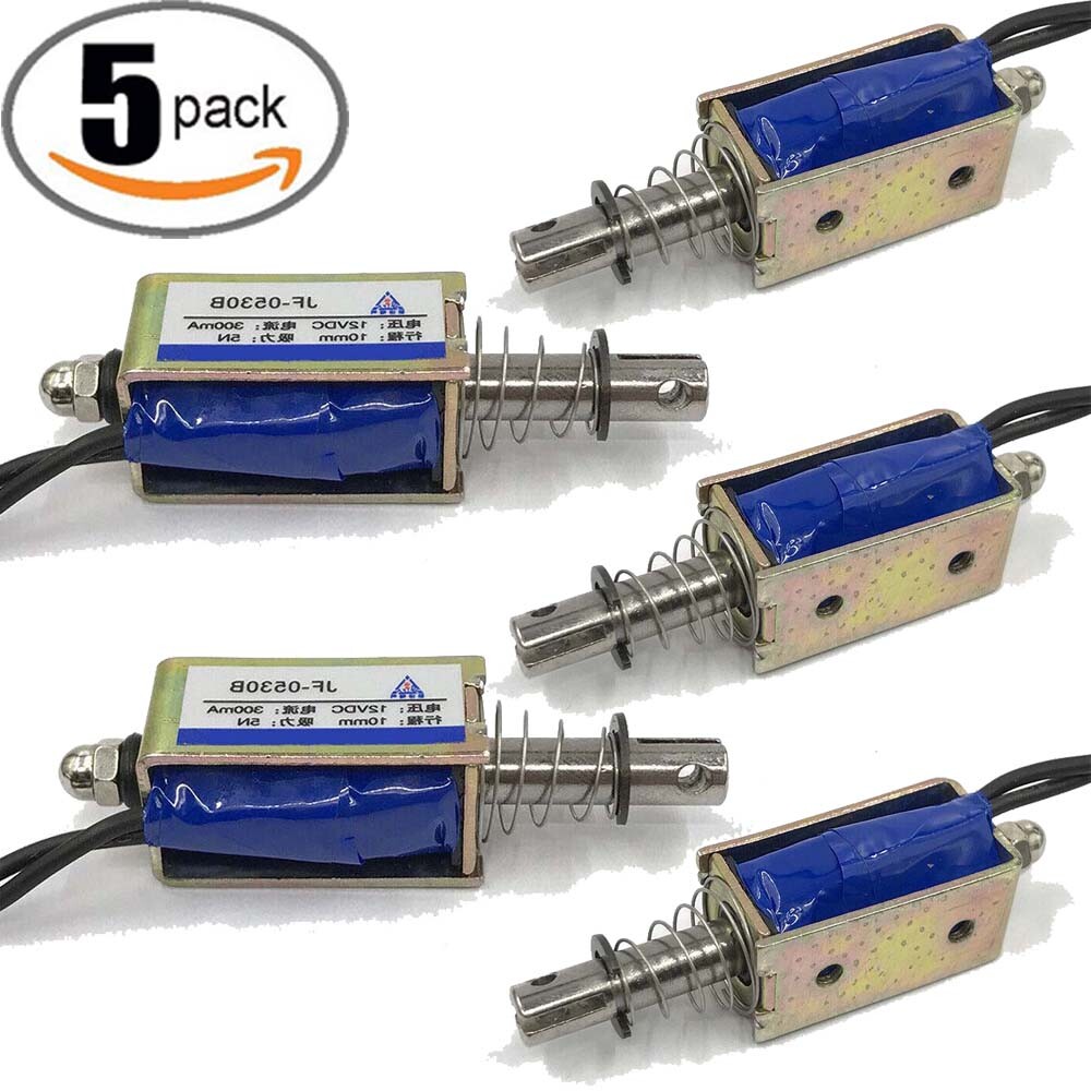 5pcs Micro DC Solenoid Valve Electromagnet DC 12V Spring Push-Pull Through Type