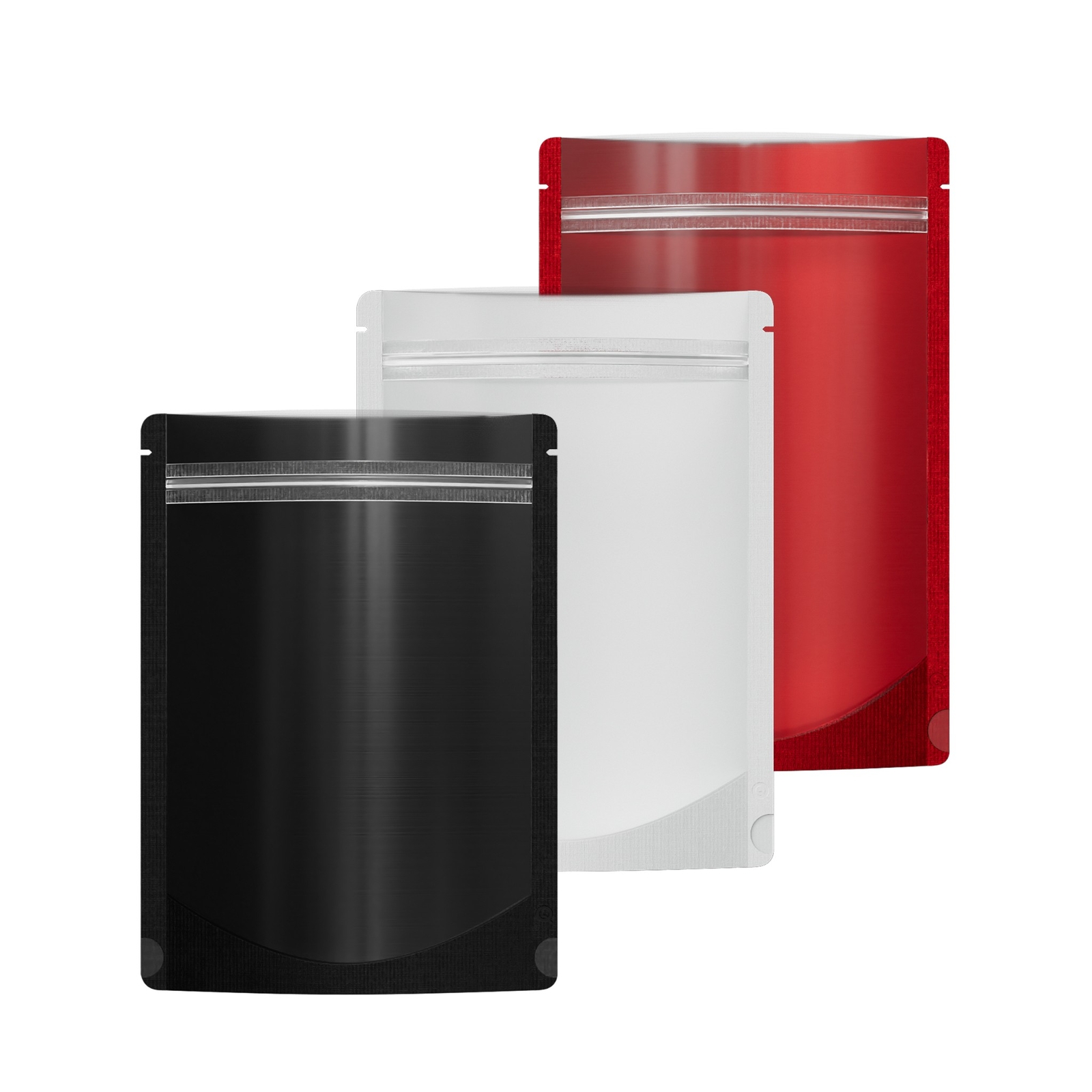 100 Colored Food Safe Plastic Zipper Stand Up Bags with Window Rounded Corners