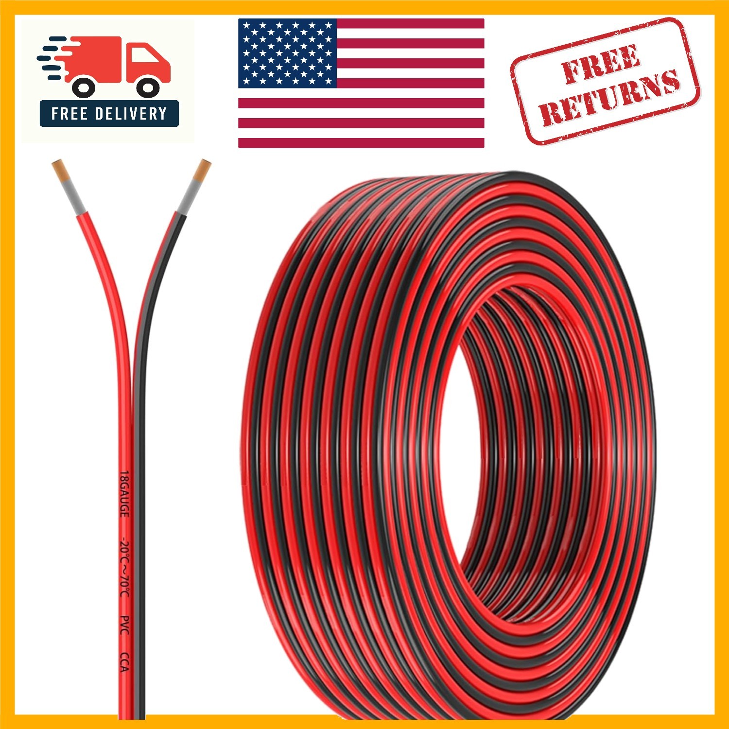 Versatile 30FT 18G Red & Black Low Voltage Wire – Perfect for Home Projects