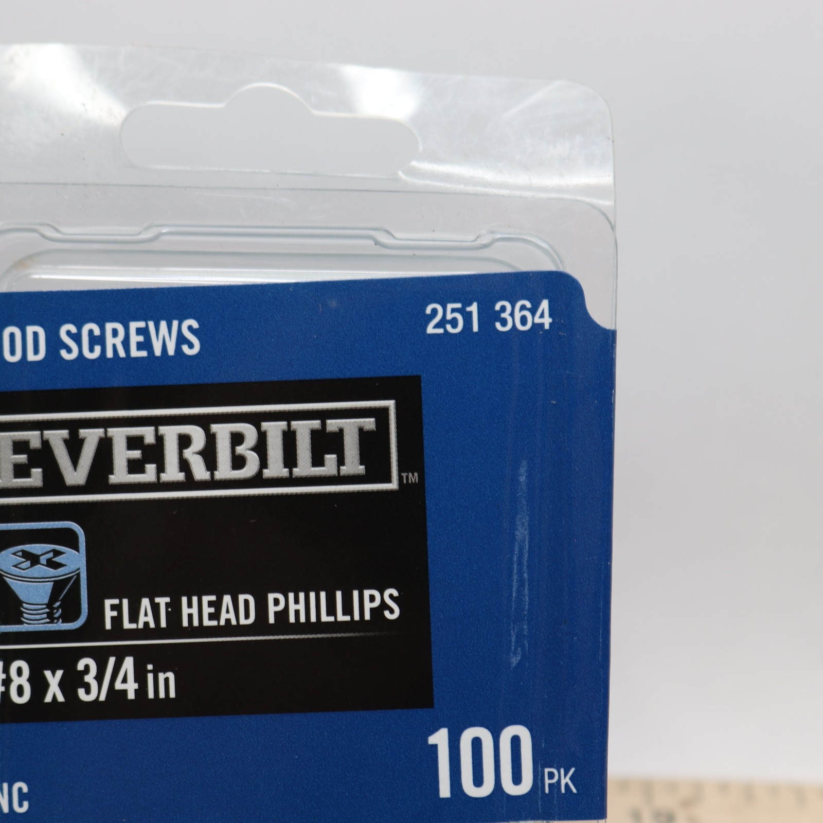 (100-Pk) Everbilt Flat-Head Phillips Drive Wood Screw Zinc-Plated #8 x 3/4
