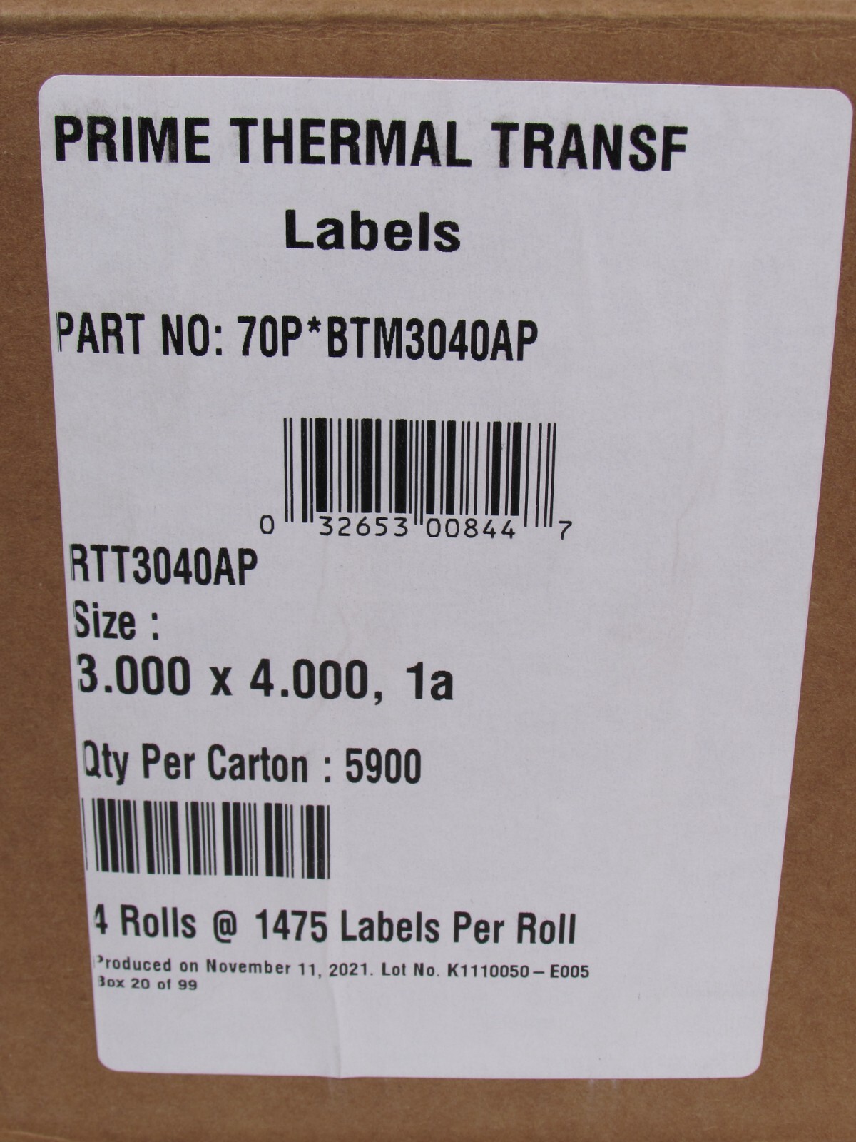 Thermal Transfer Shipping Labels 3″ Core Self-Adhesive Shipping Paper 3X4