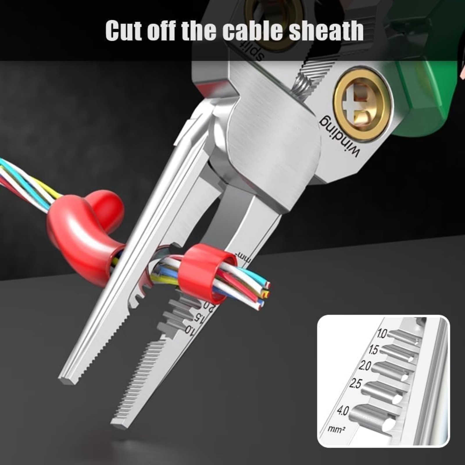 Multifunctional Wire Stripper Twister Green Voltage Tester Cable Pliers